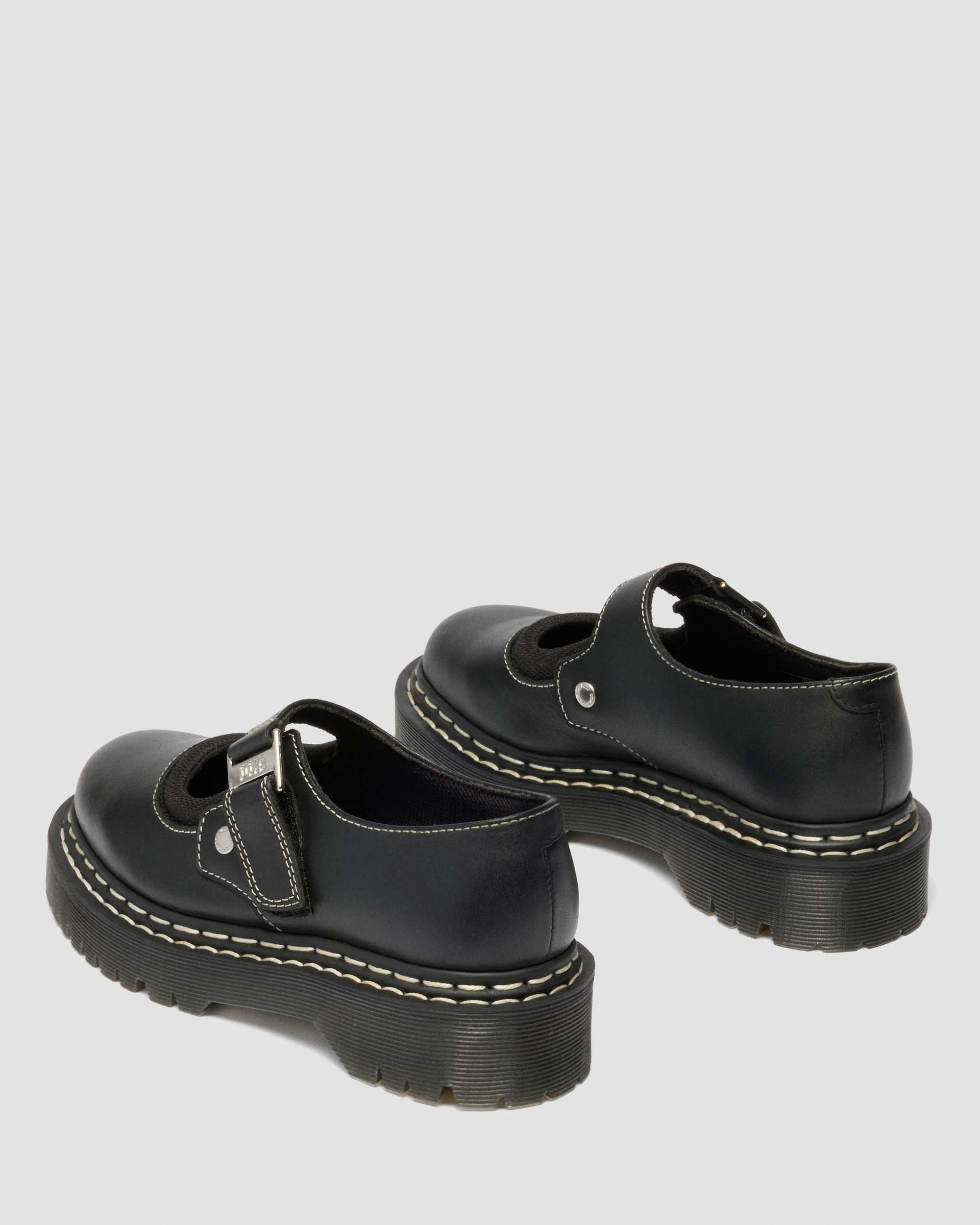 Mary Jane Bex Double Stitch Leather Shoes in Black | Dr. Martens