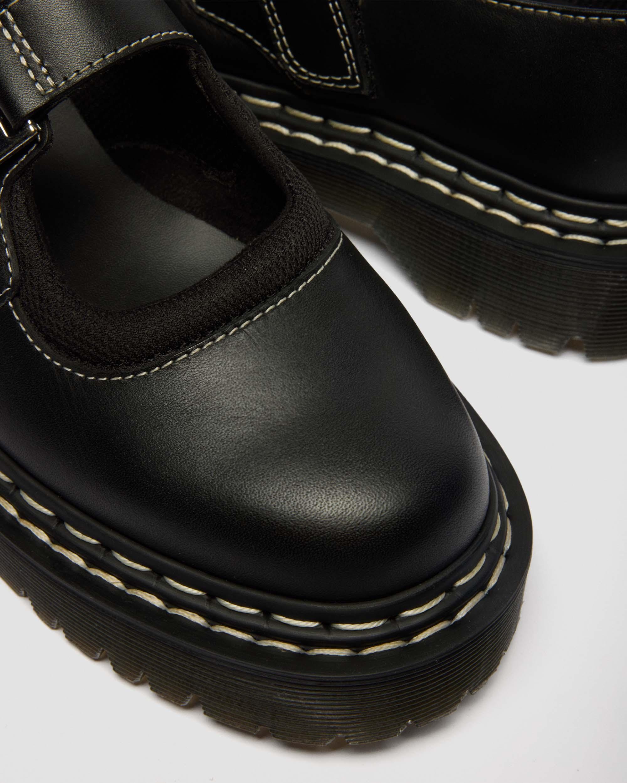 Mary Jane Bex Double Stitch Leather Shoes in Black