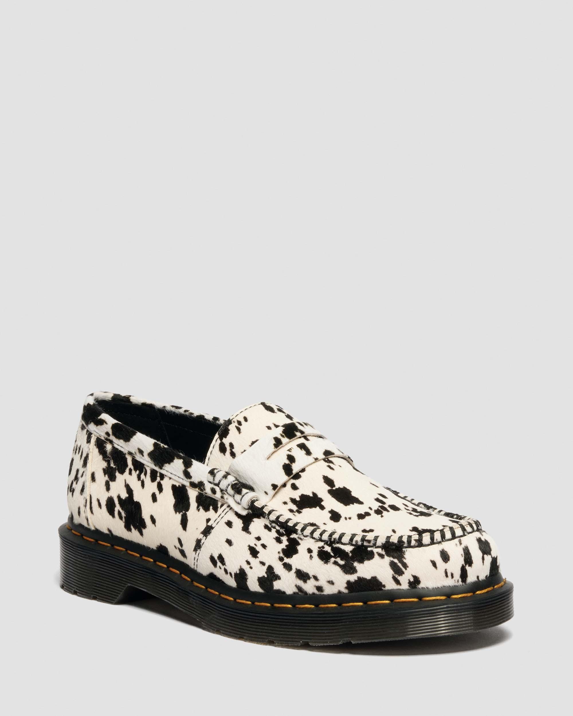 Penton Dalmatian Hair On Leather Loafers in Cream & Black