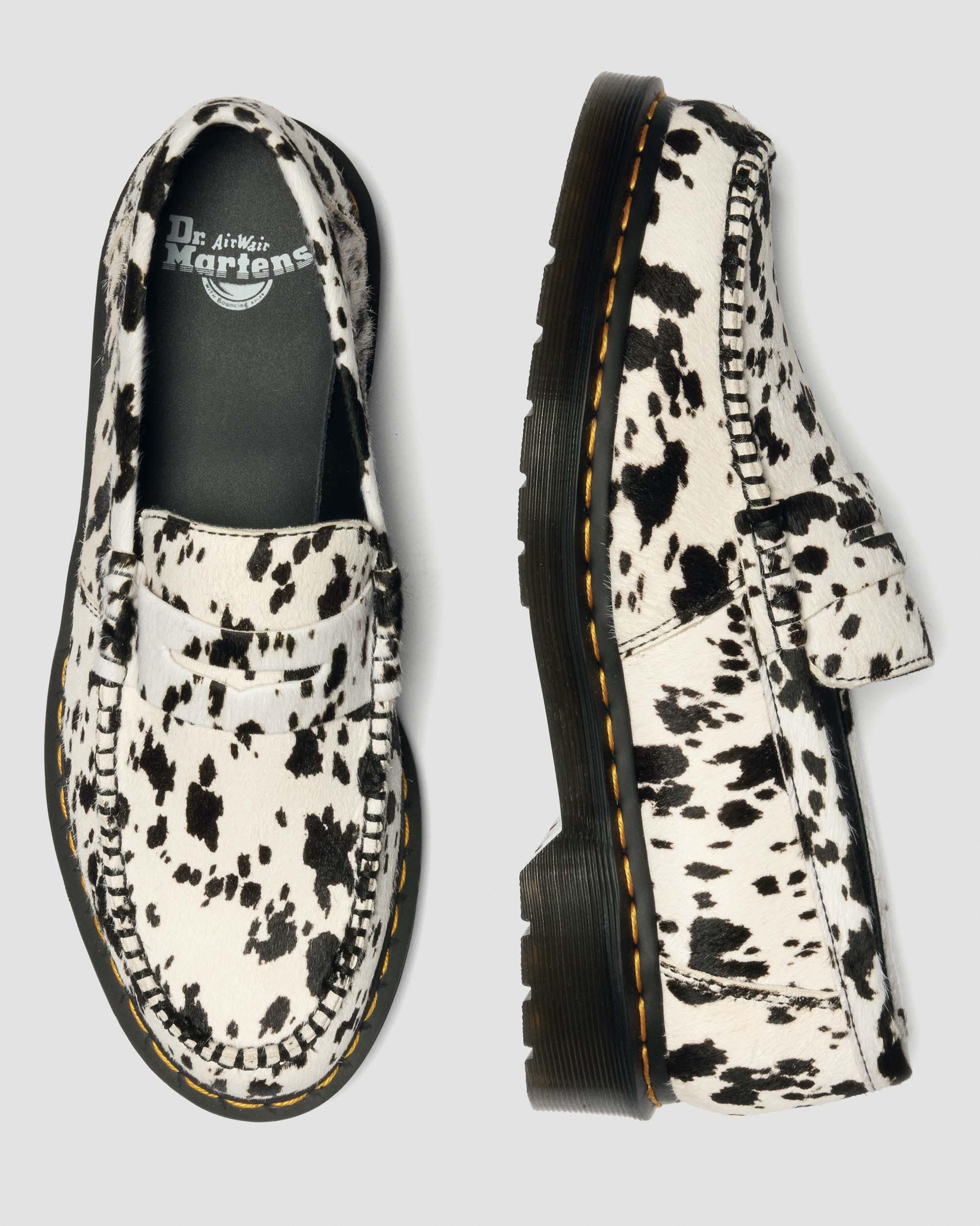 Penton Dalmatian Hair On Leather Loafers in CREAM+BLACK | Dr. Martens™