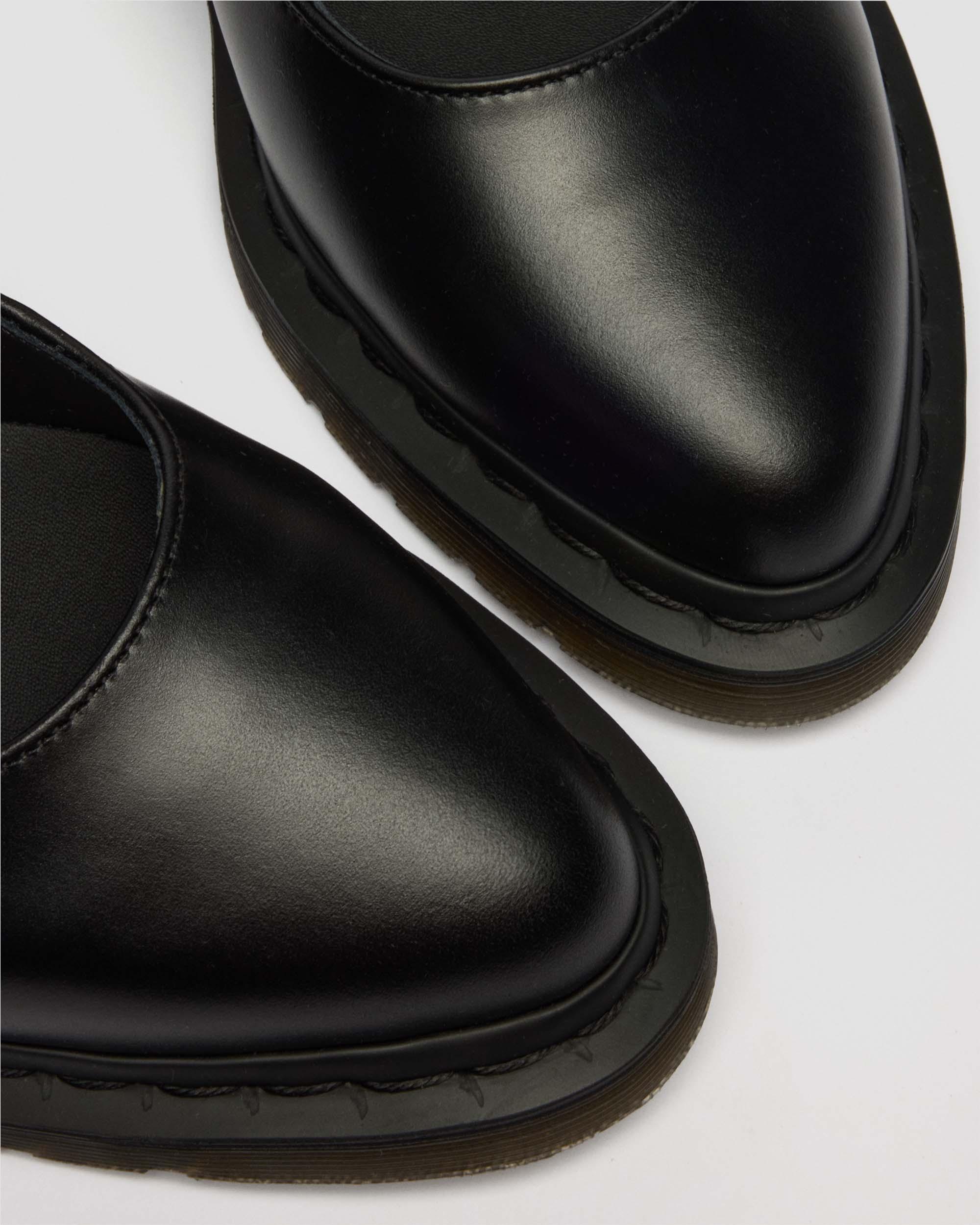 Elphie Mary Jane Atlas Leather Shoes in BLACK ATLAS