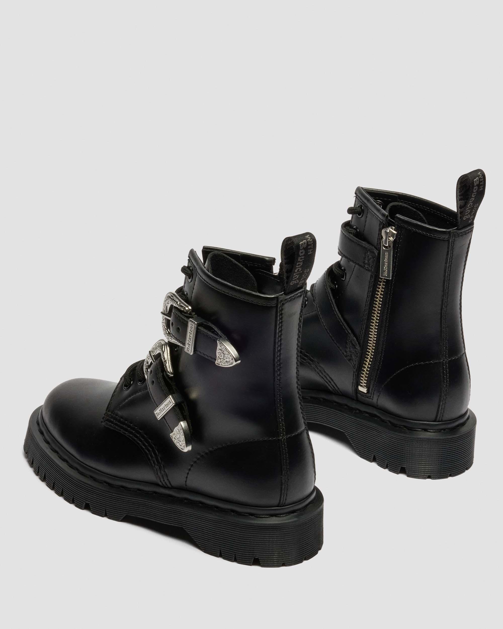 1460 Bex Western Buckle Leather Boots in BLACK ATLAS