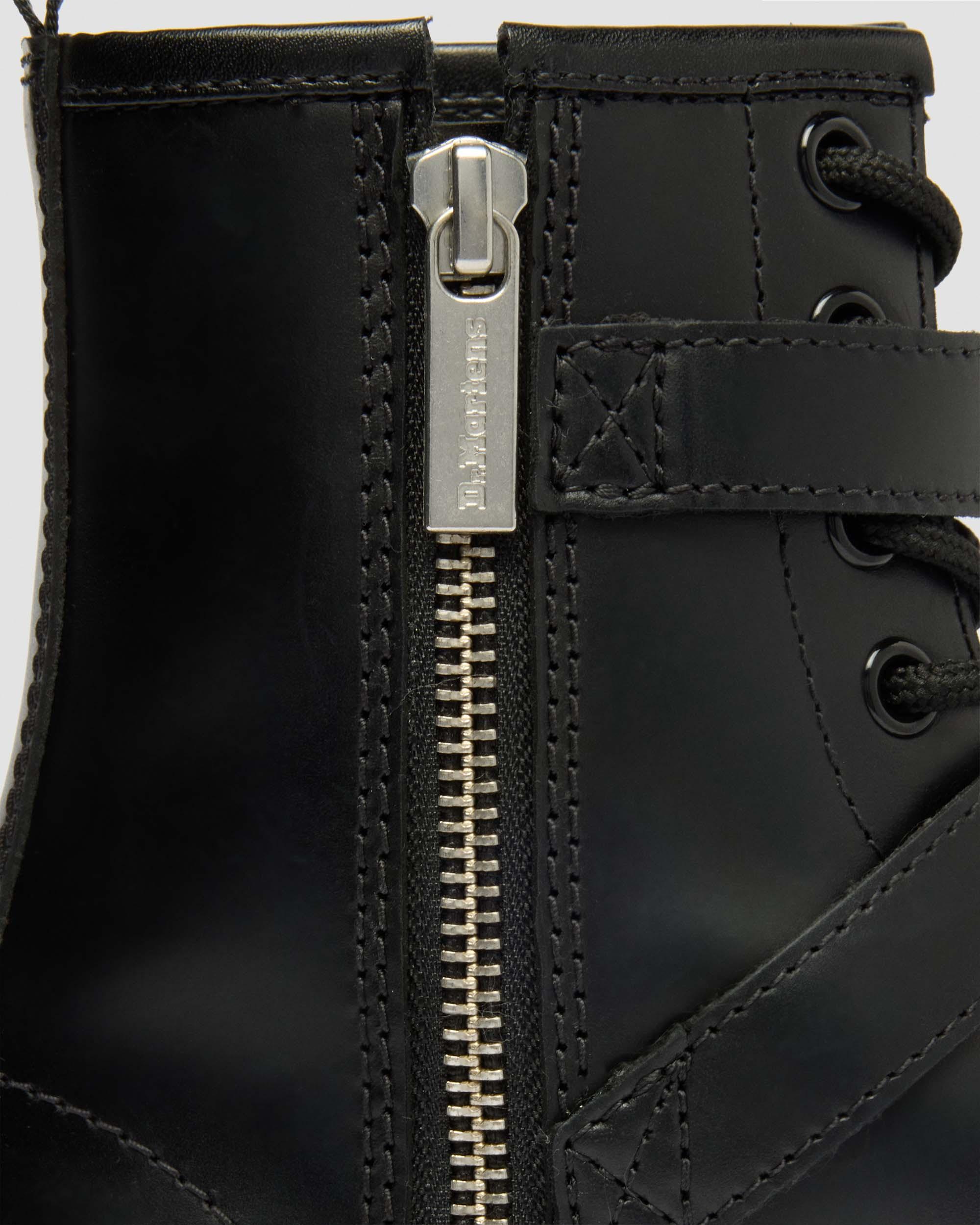 1460 Bex Western Buckle Leather Boots in BLACK ATLAS