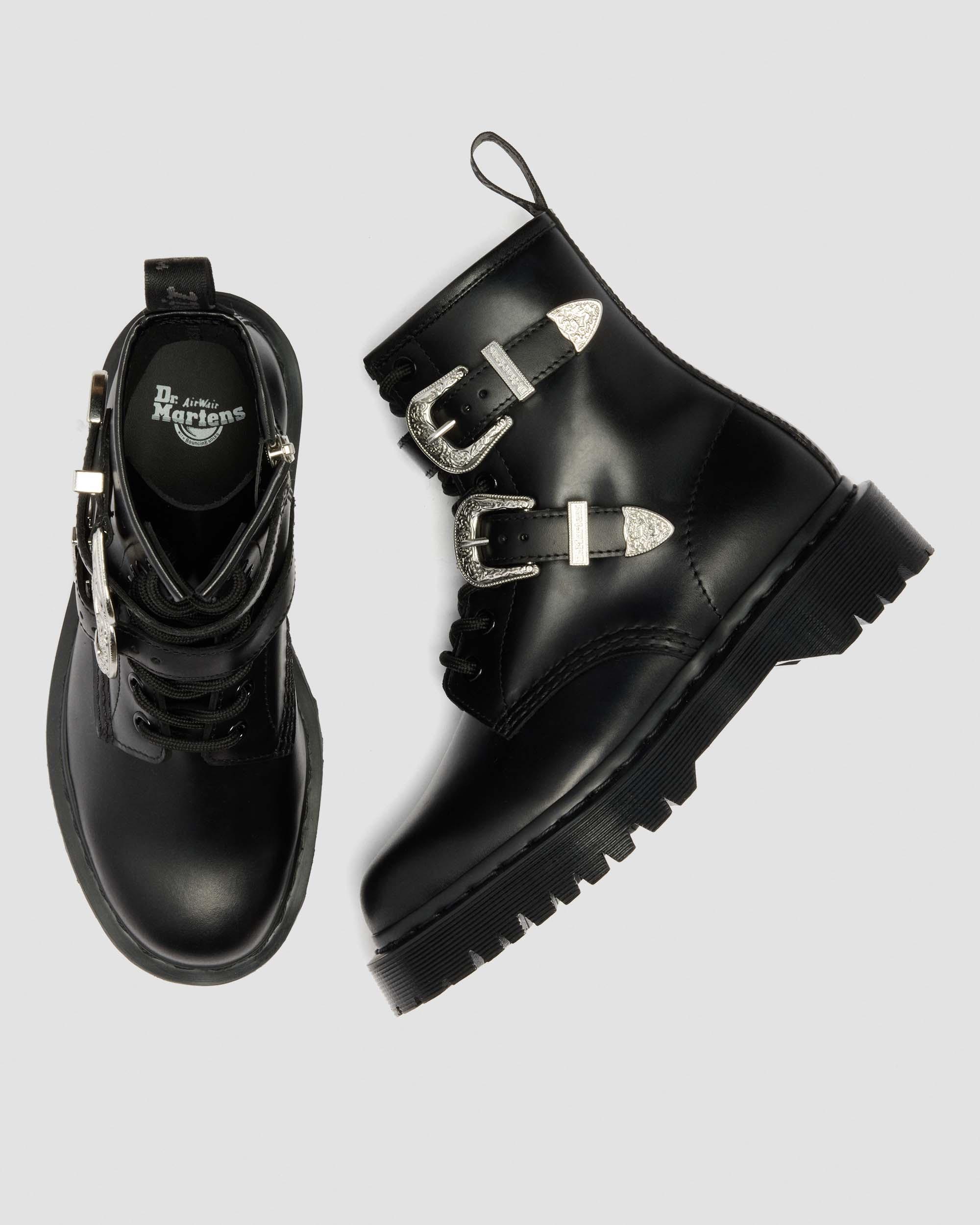 1460 Bex Western Buckle Leather Boots in BLACK ATLAS