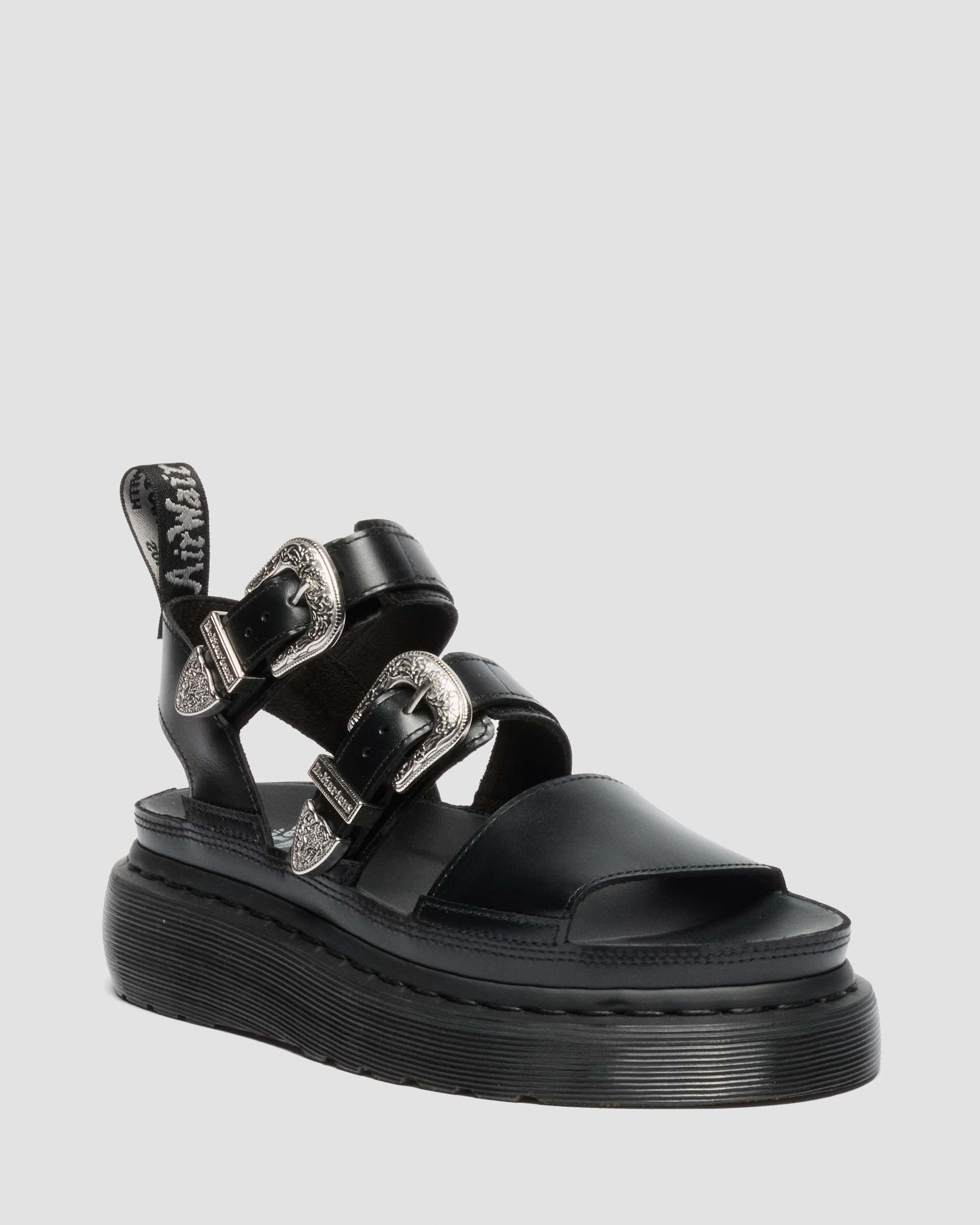 Dr. Martens Gryphon Quad Leren Platform GladiatorSandalenen in Zwart,