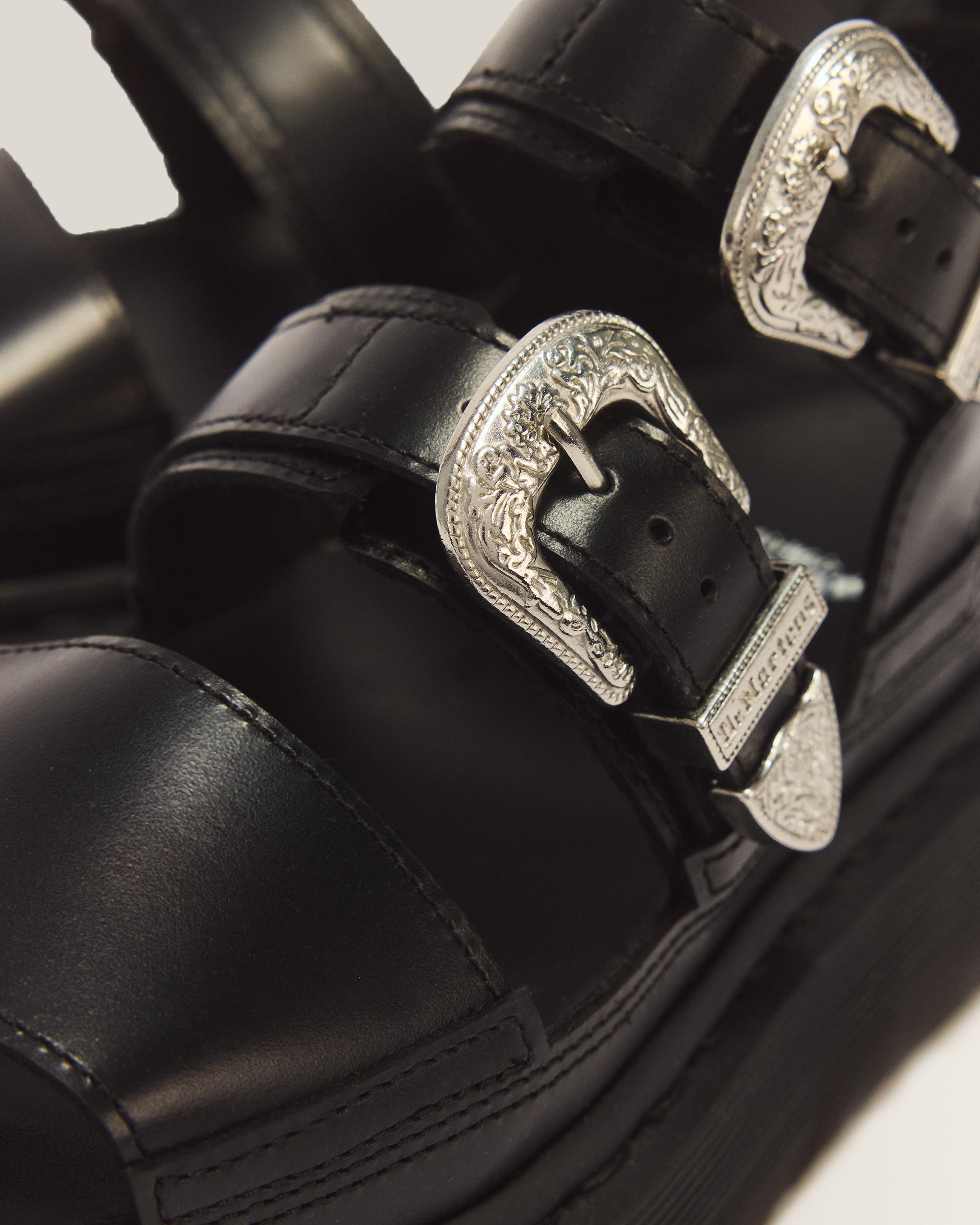 Gryphon Quad Leather Gladiator Platform Sandals in Black  display picture 1
