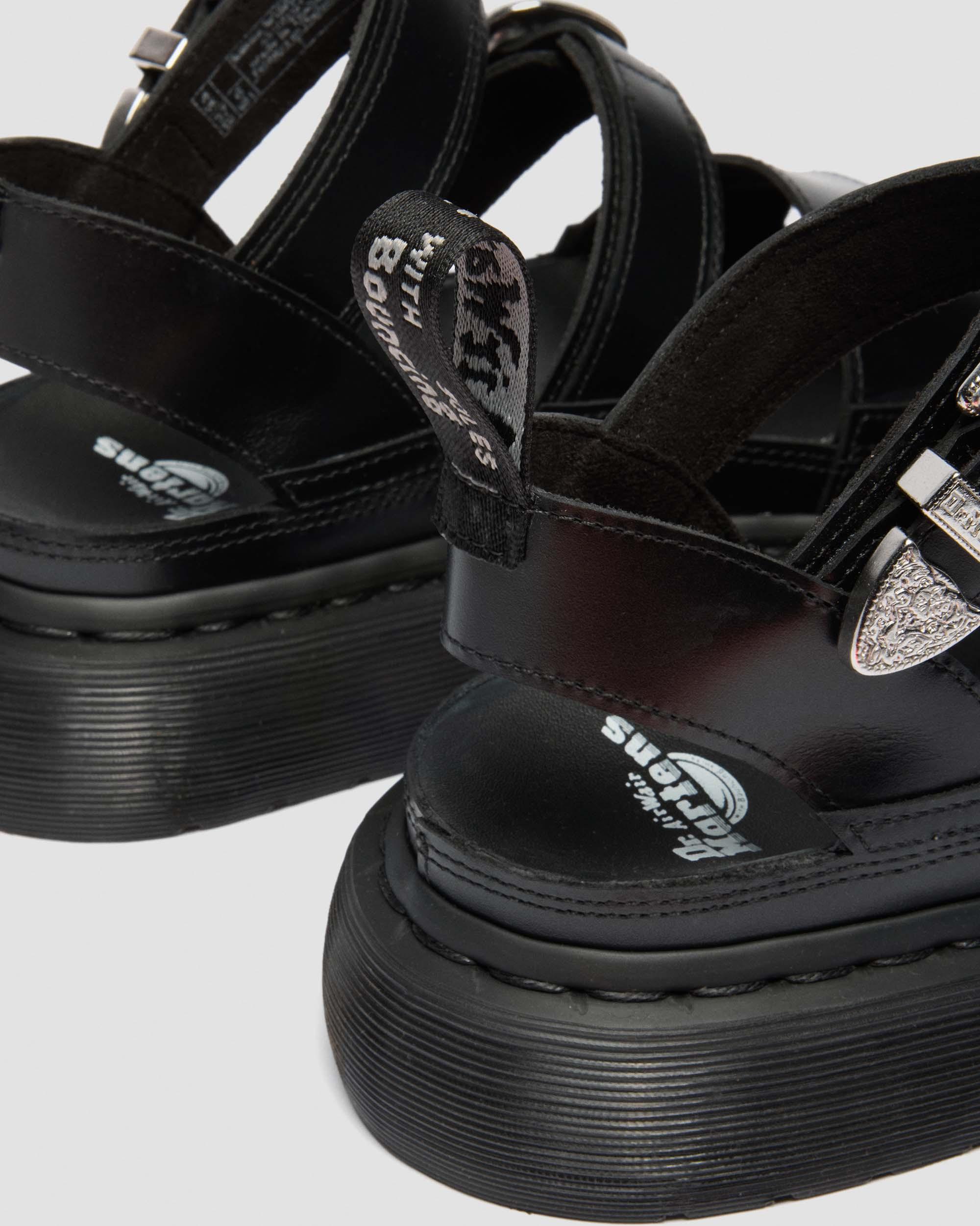 Gryphon Quad Leather Gladiator Platform Sandals in BLACK ATLAS