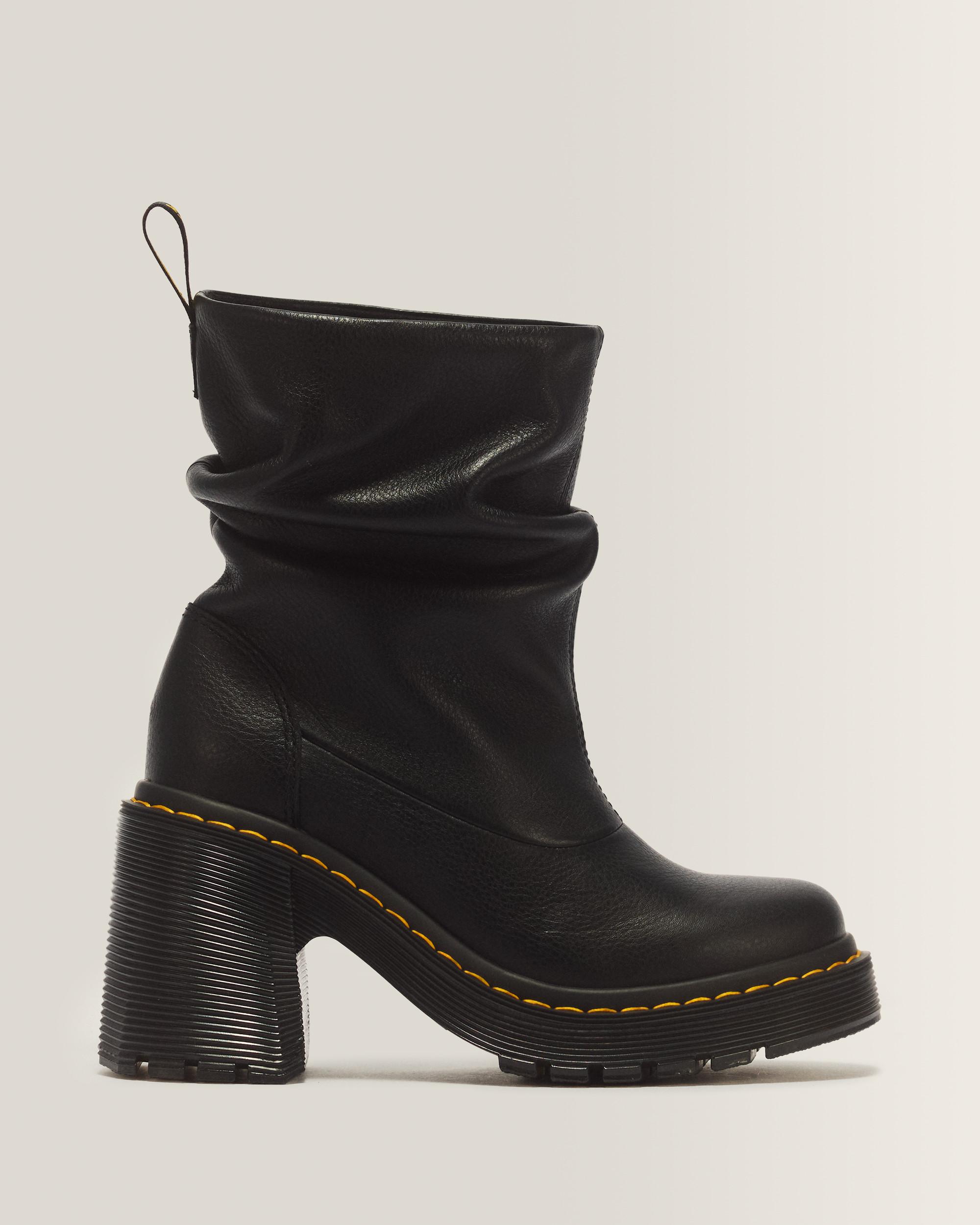 Kasey Lo Virginia Leather Heeled Boots in Black