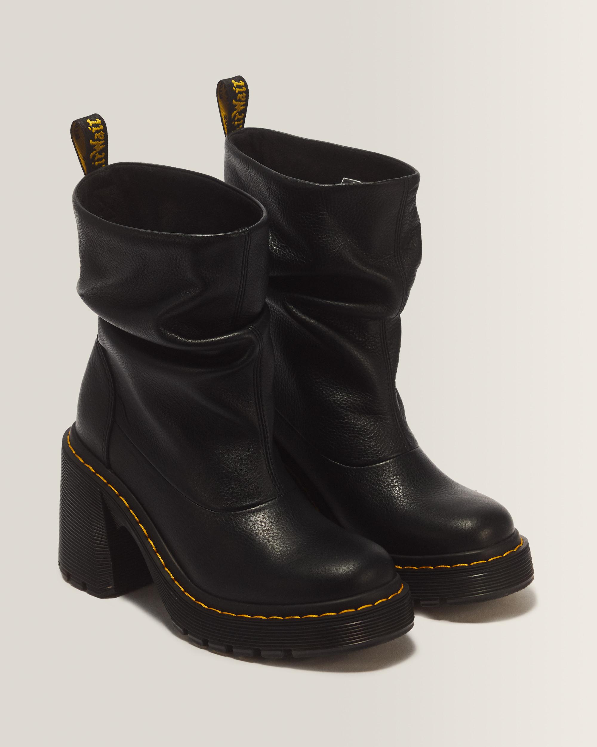 Kasey Lo Virginia Leather Heeled Boots in Black