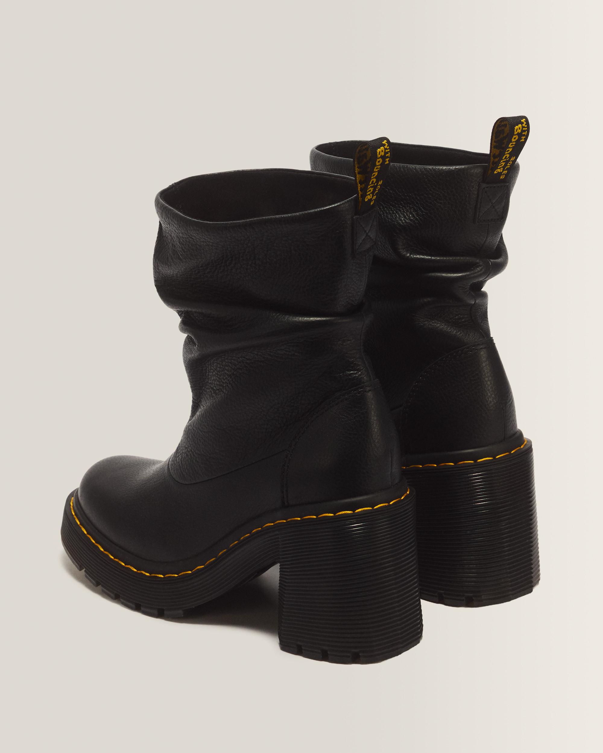 Kasey Lo Virginia Leather Heeled Boots in Black