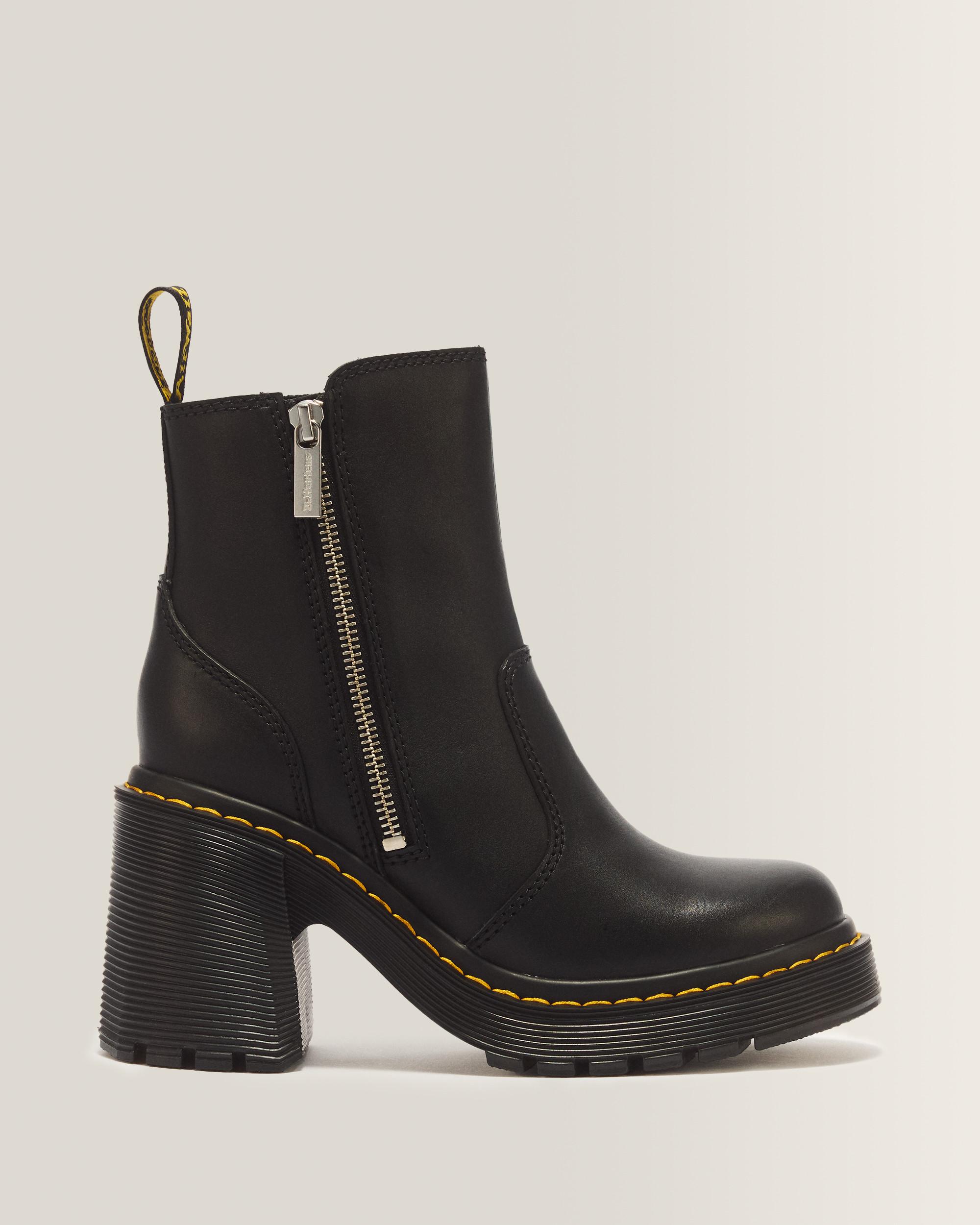 Dr. Martens Spence Sendal Leren Laarzen Met Hak En Ritssluiting in Zwart,