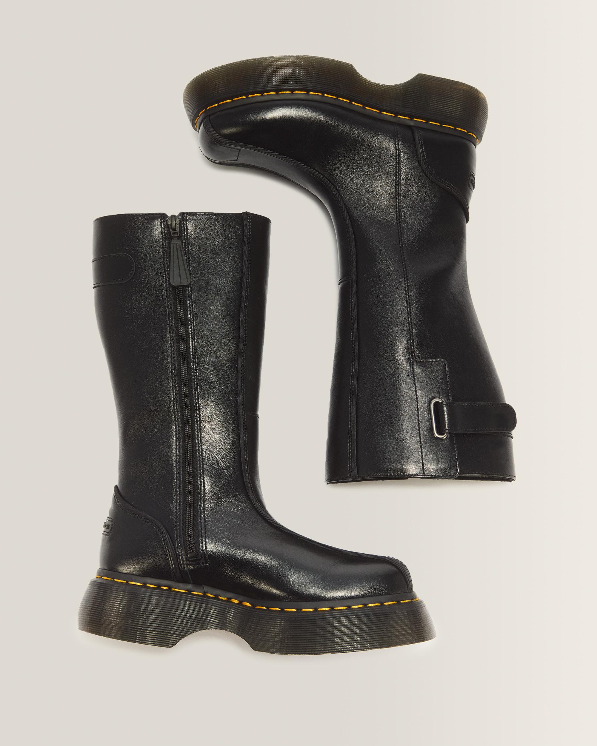 Buzz Hi Gloss Leather Boots in Black