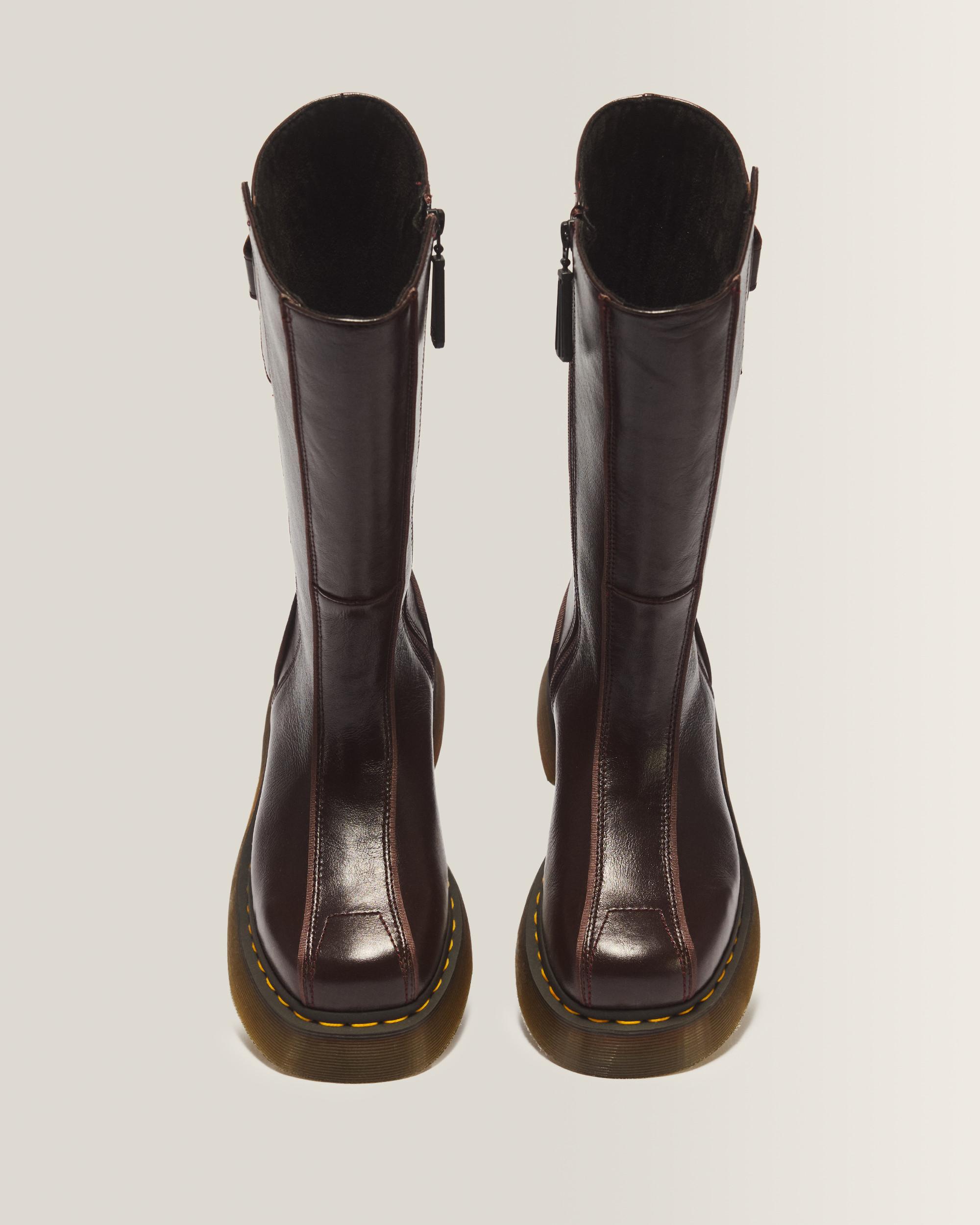 Buzz Hi Gloss Leather Boots in Brown