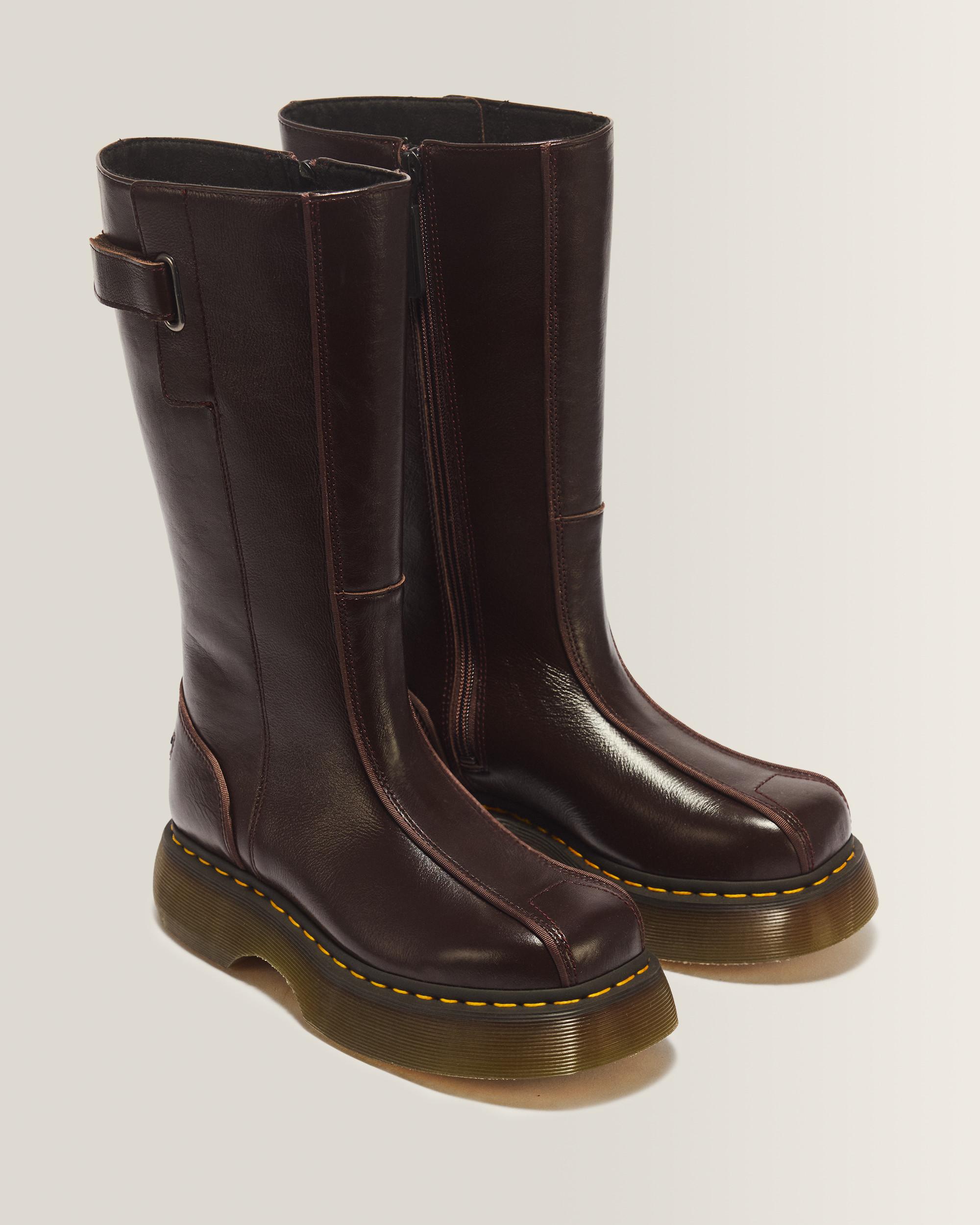 Buzz Hi Gloss Leather Boots in Brown