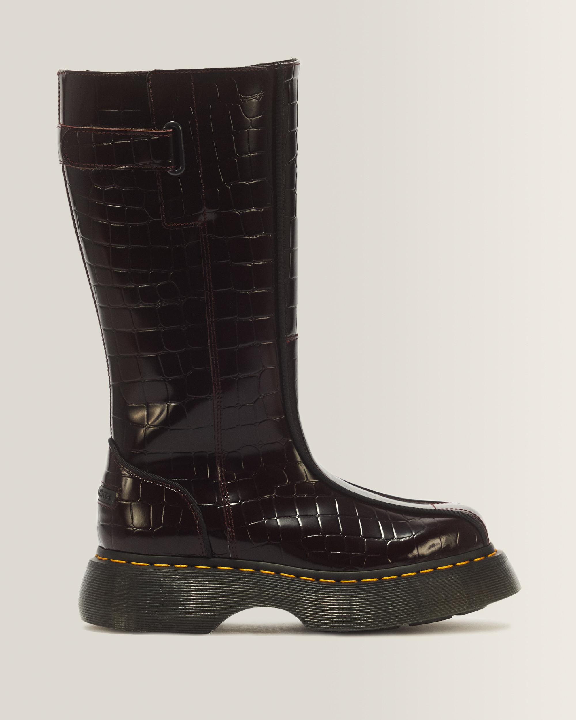 Dr. Martens Buzz Hi Leren Laarzen Met Krokodilreliëf in Rood,