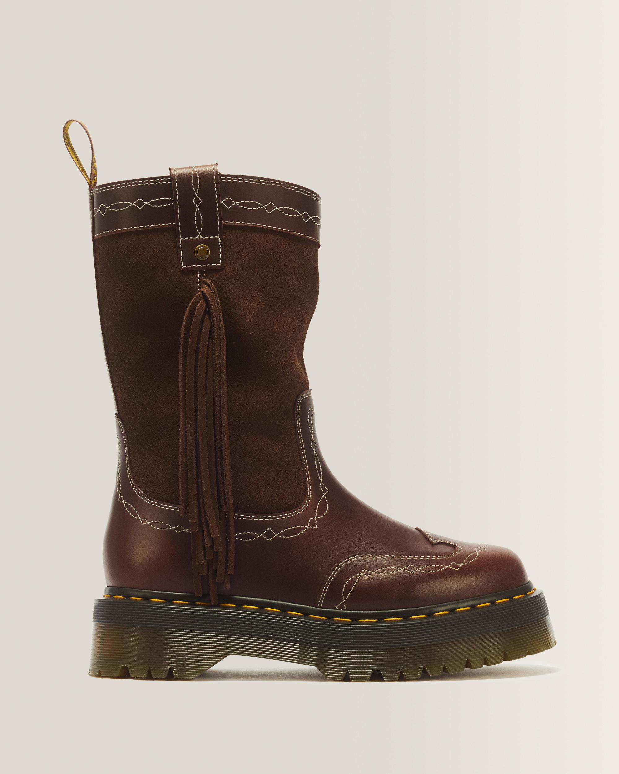 Desert Rodeo Quad Mid Leather & Suede Boots in DARK BROWN