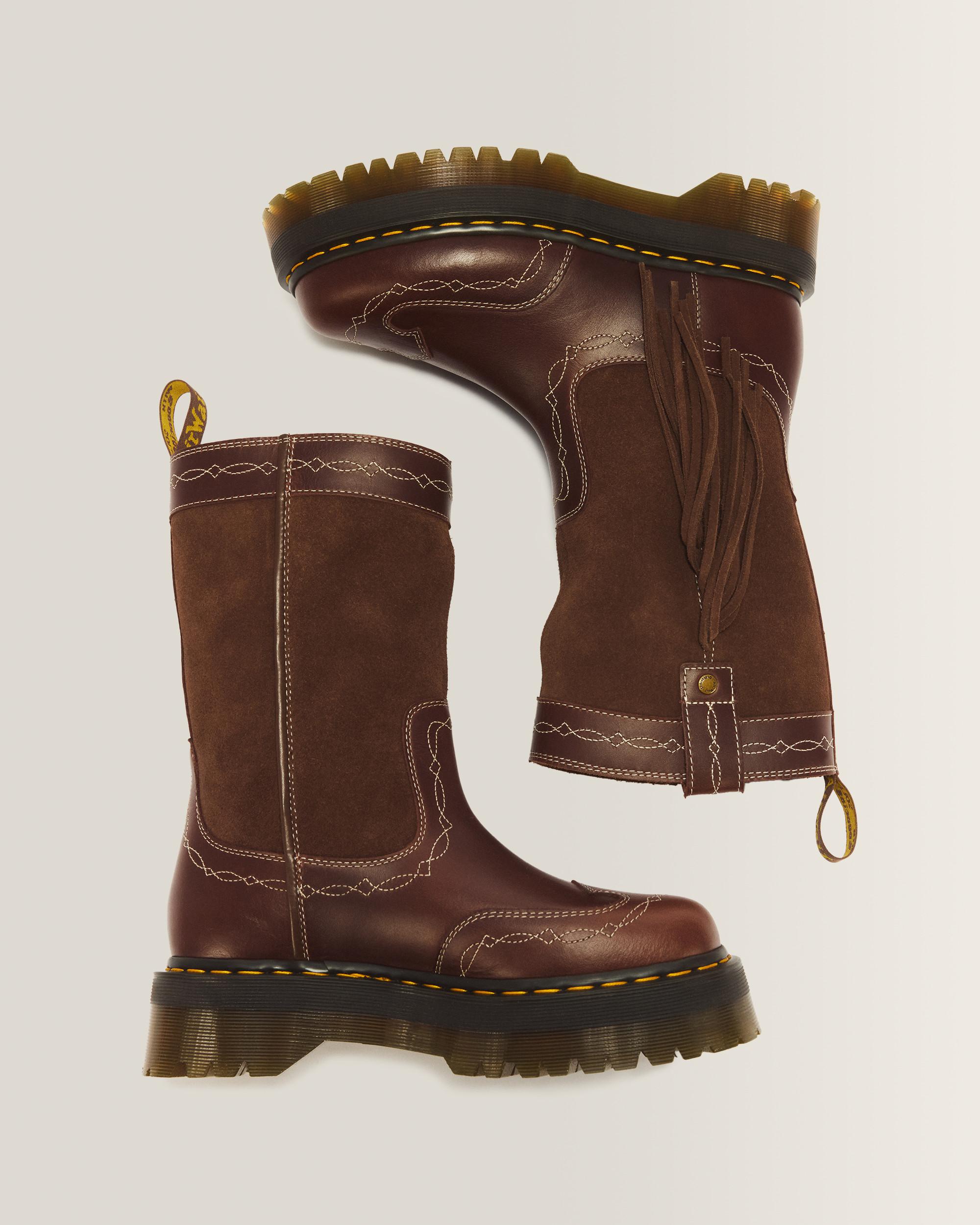 Desert Rodeo Quad Mid Leather & Suede Boots in Dark Brown