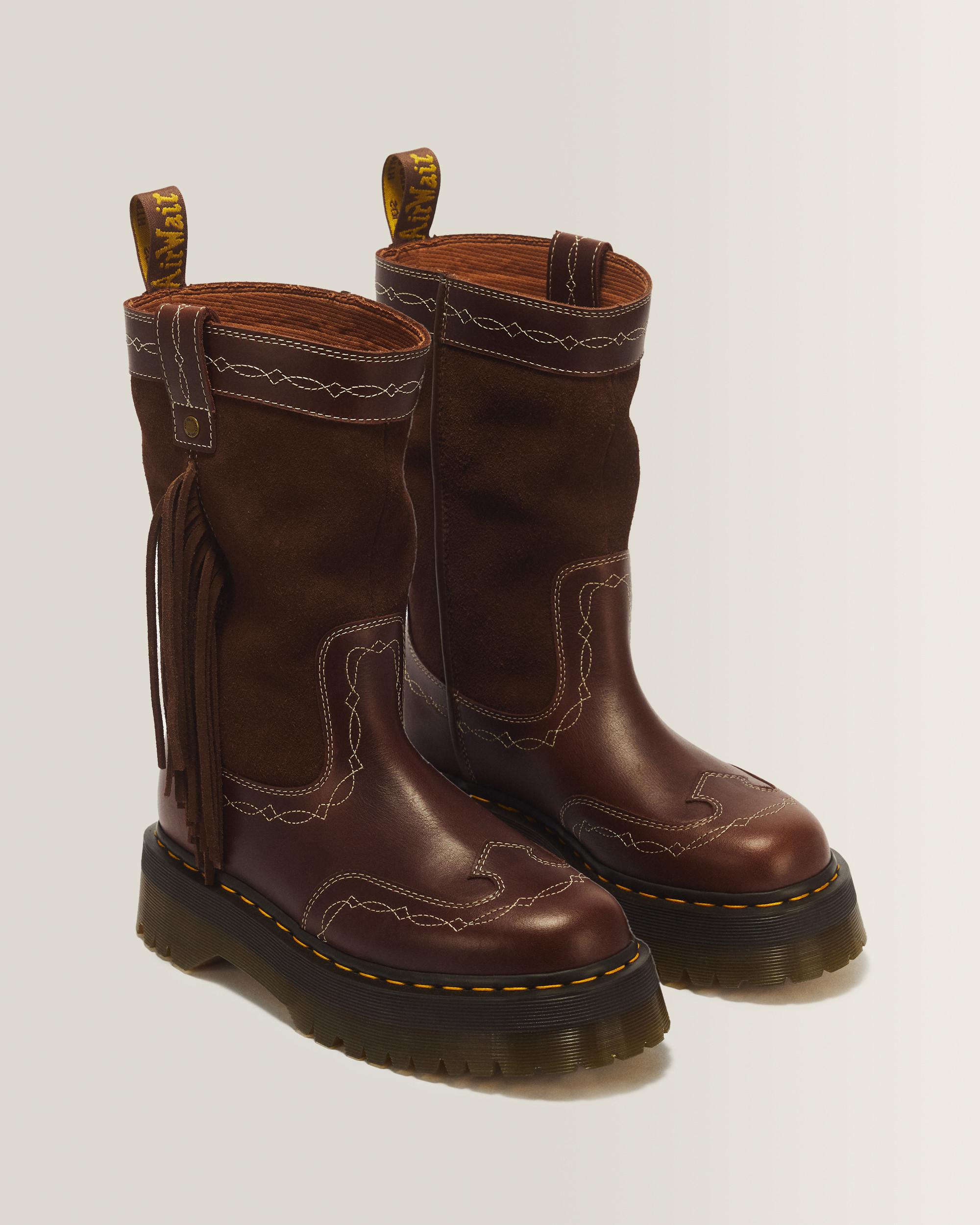 Desert Rodeo Quad Mid Leather & Suede Boots in Dark Brown