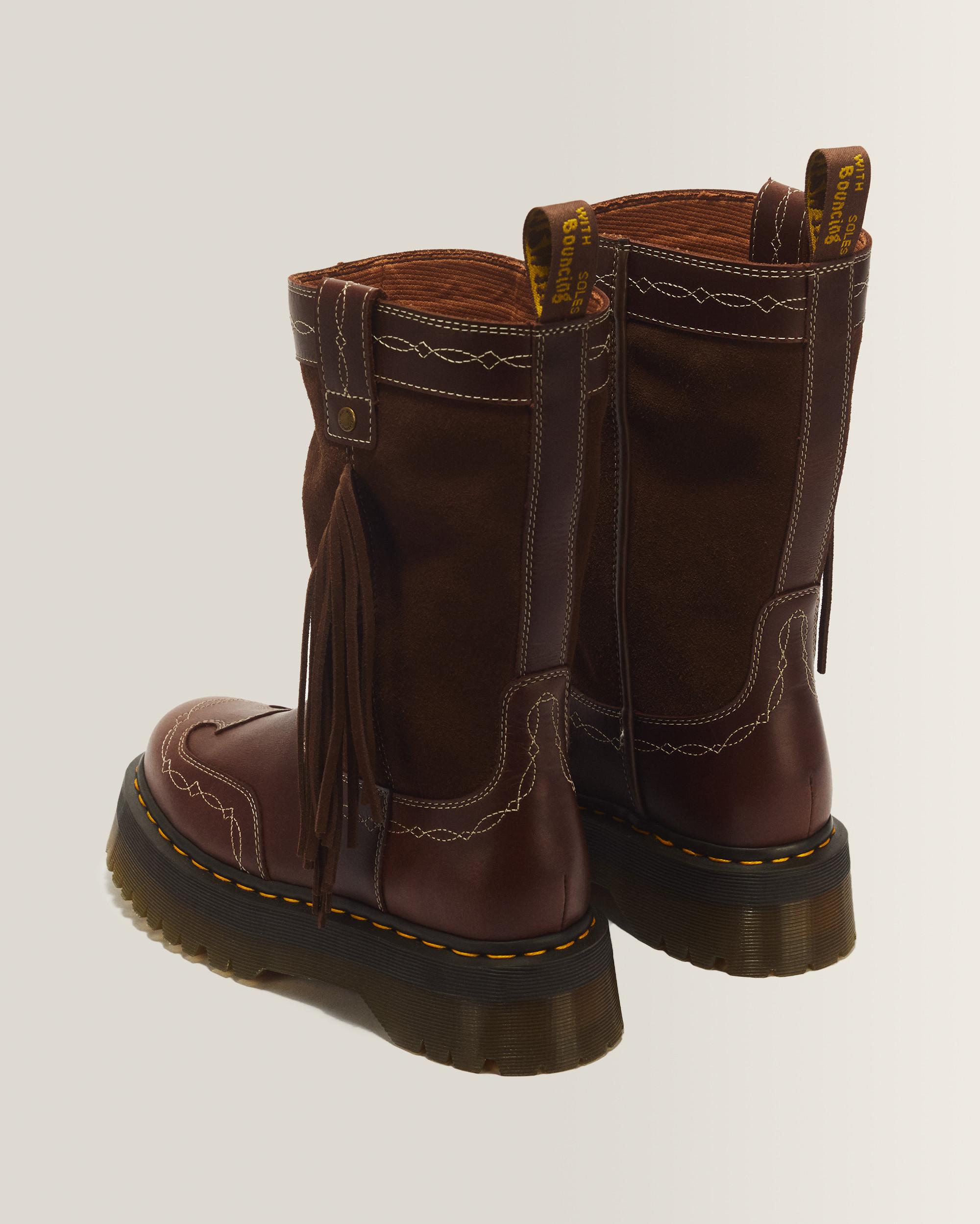 Desert Rodeo Quad Mid Leather & Suede Boots in Dark Brown