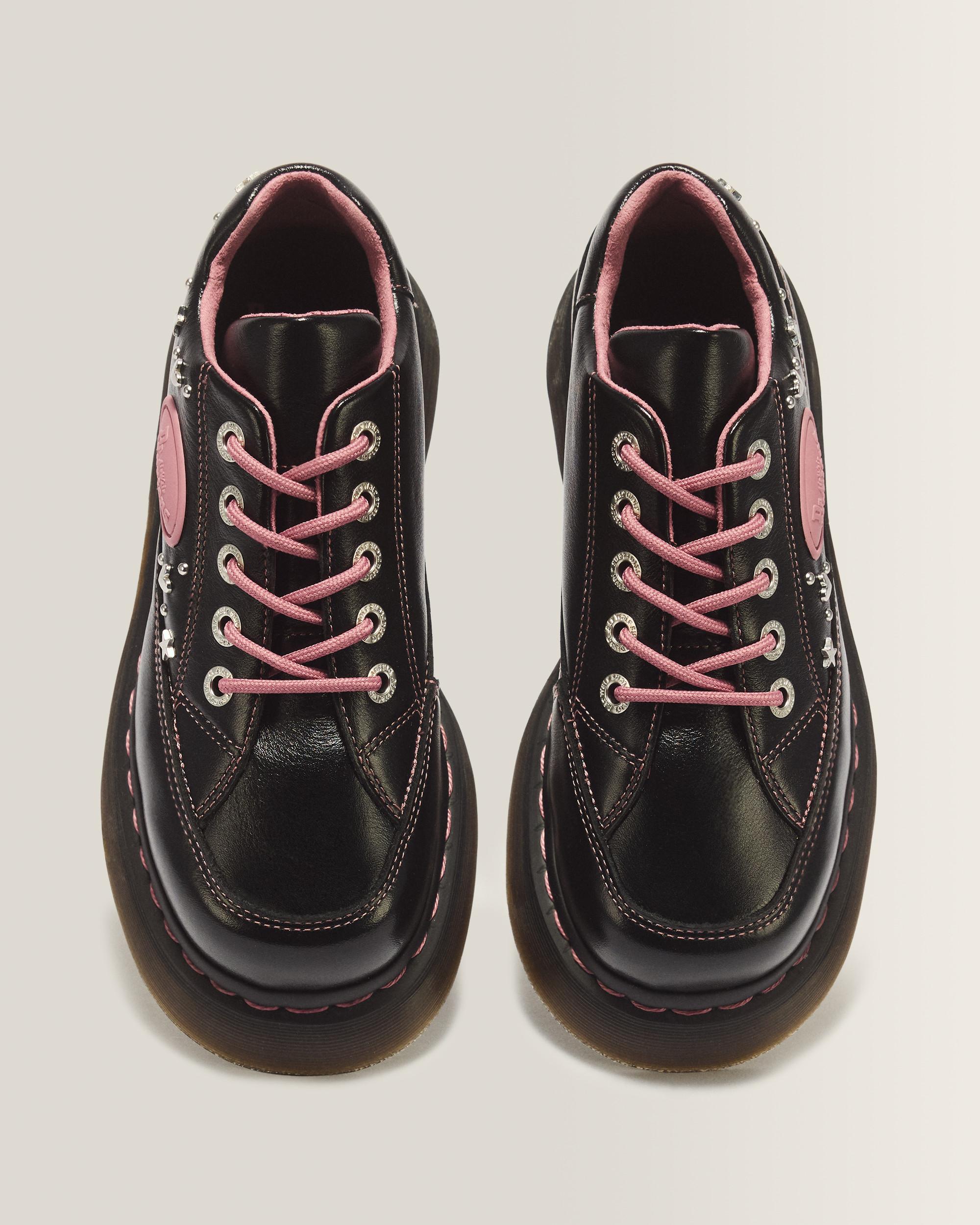 Buzz 5 Eye HS Milled Gloss Leather Shoes in Black