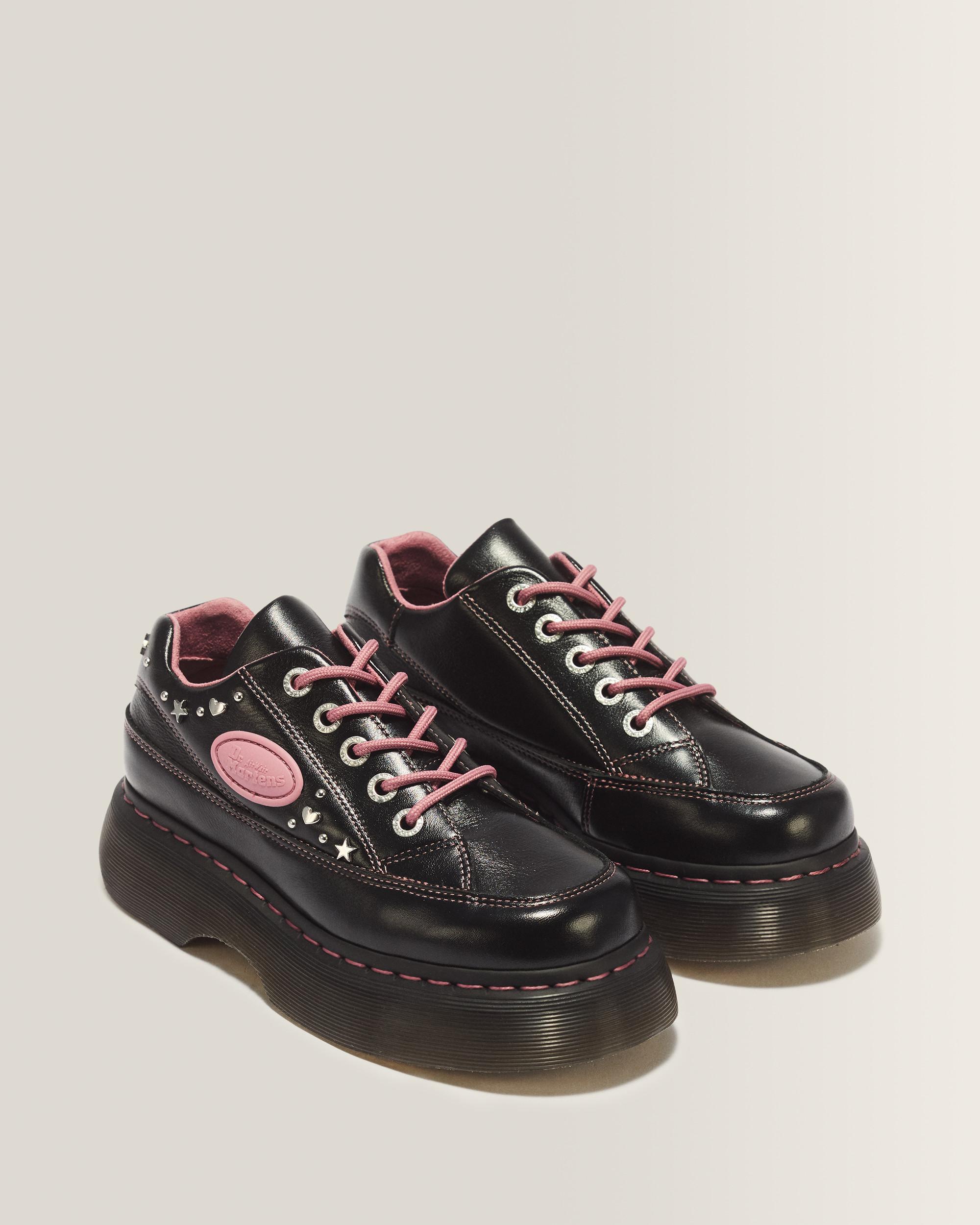 Buzz 5 Eye HS Milled Gloss Leather Shoes in Black