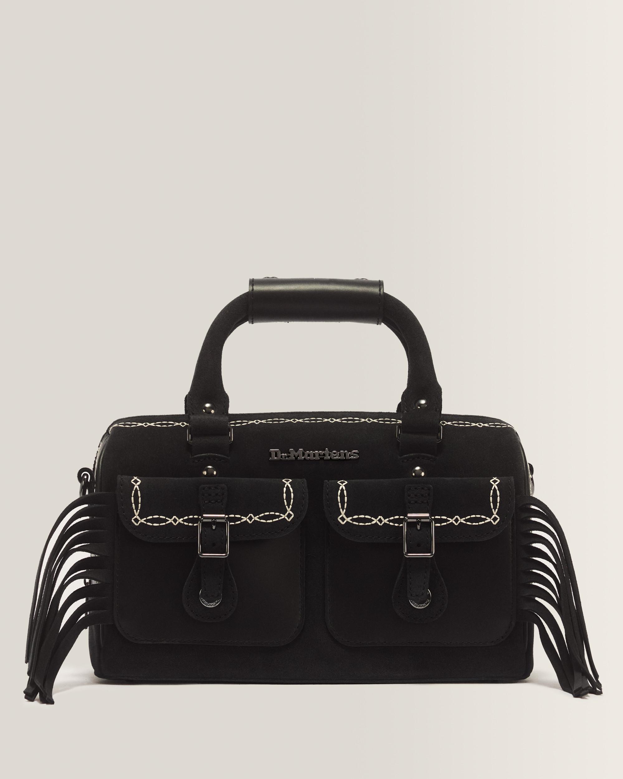 Top Handle Desert Rodeo Leather & Suede Bag in Noir