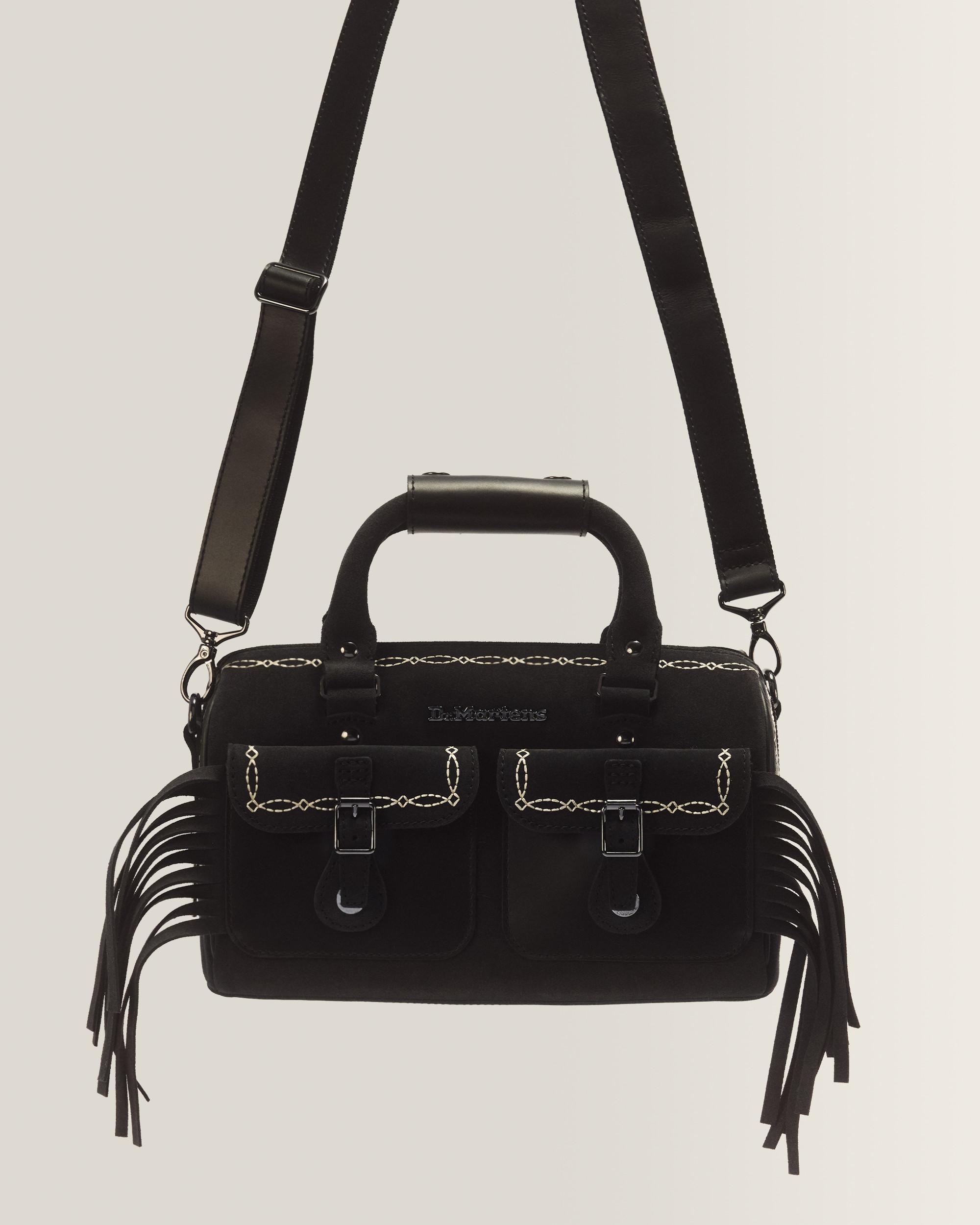 Top Handle Desert Rodeo Leather & Suede Bag in Noir