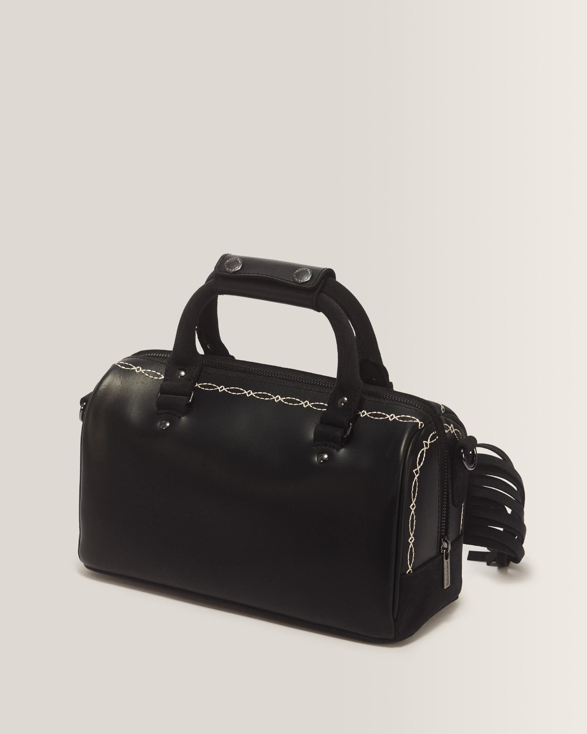 Top Handle Desert Rodeo Leather & Suede Bag in Noir