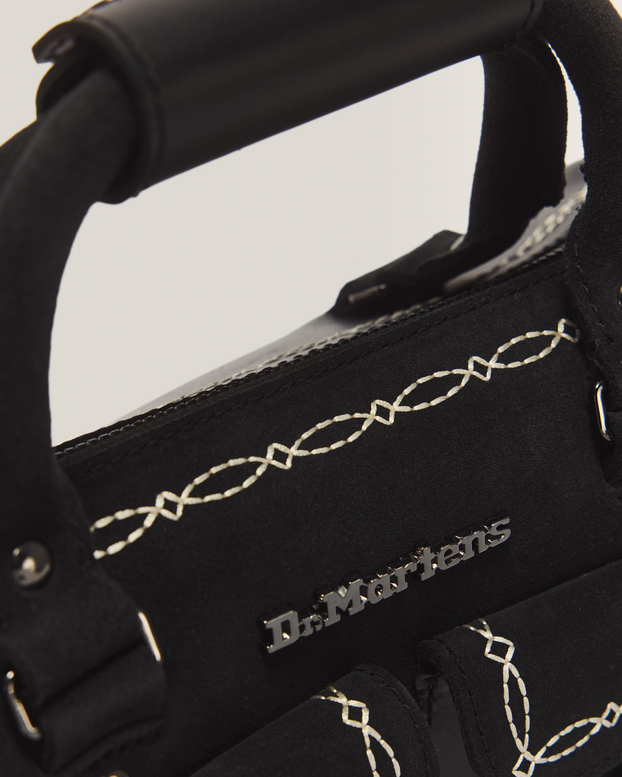 Top Handle Desert Rodeo Leather & Suede Bag in Noir