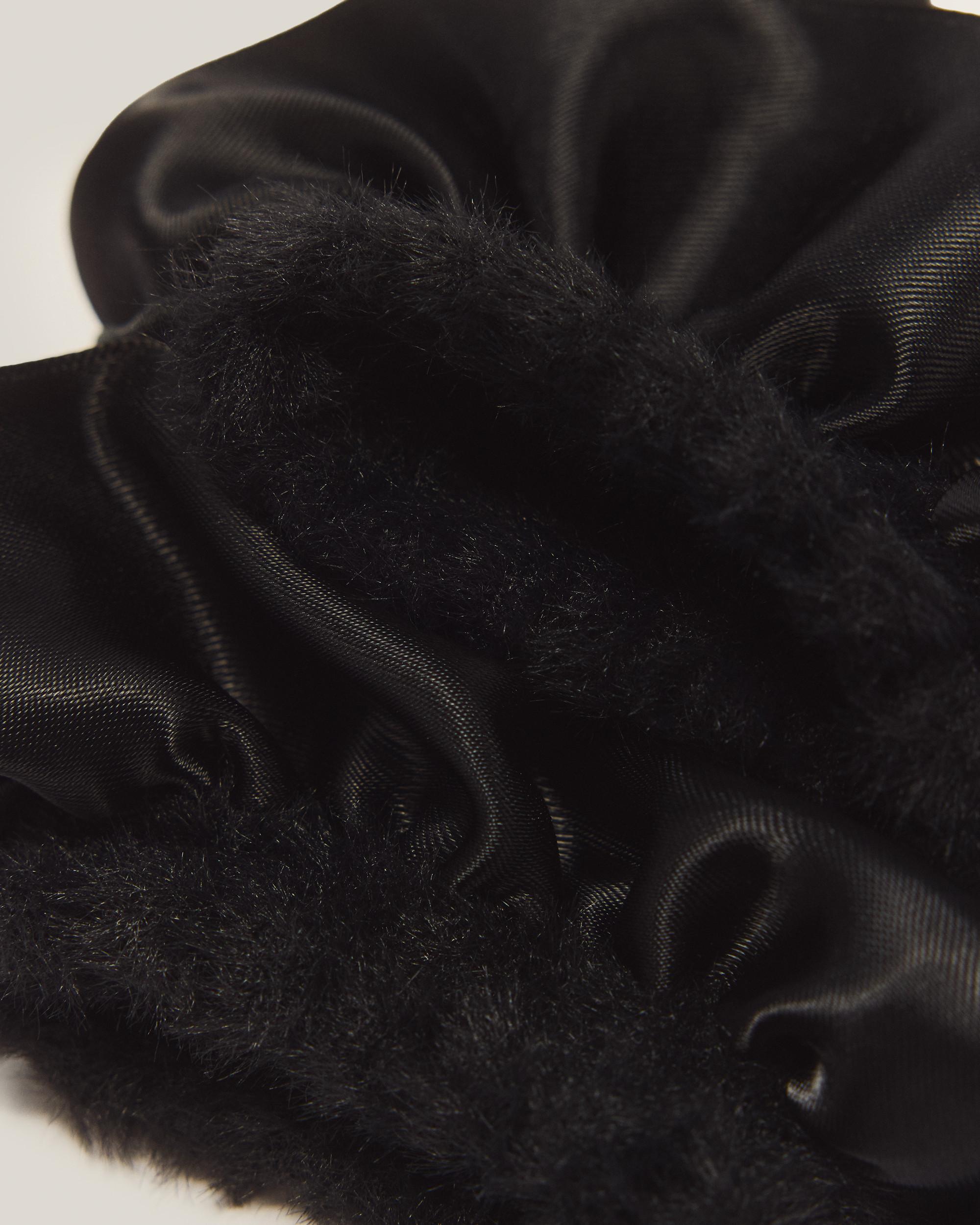 Satin Frill Fluffy Socks in Black