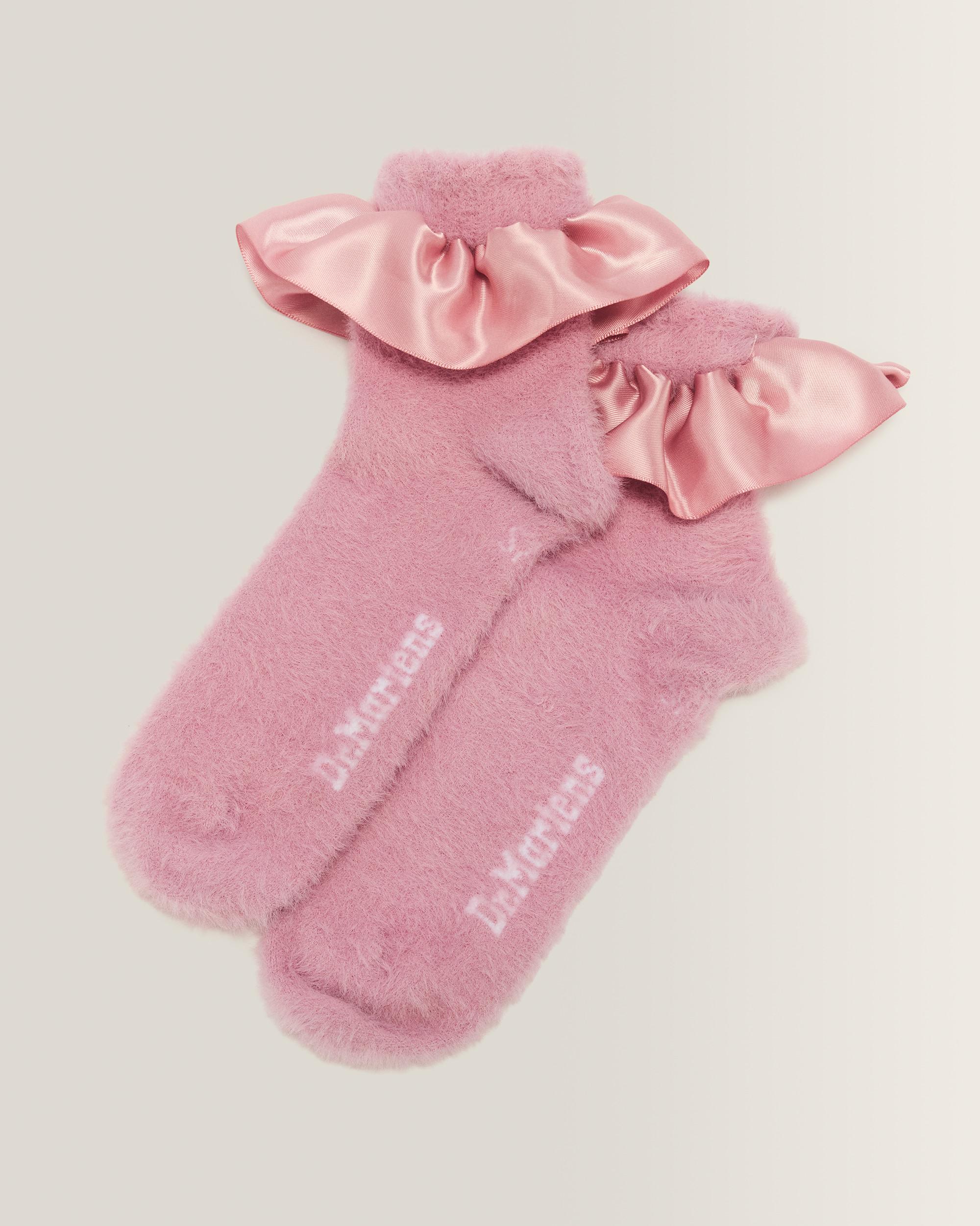 Satin Frill Fluffy Socks in Black
