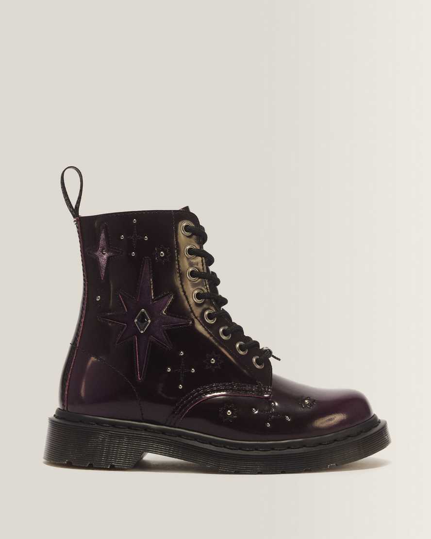 Dr. Martens 1460 Pascal Whimsigoth Arcadia Leren Veterlaarzen Met Fluwelen Veters in Paars, Grootte: 40