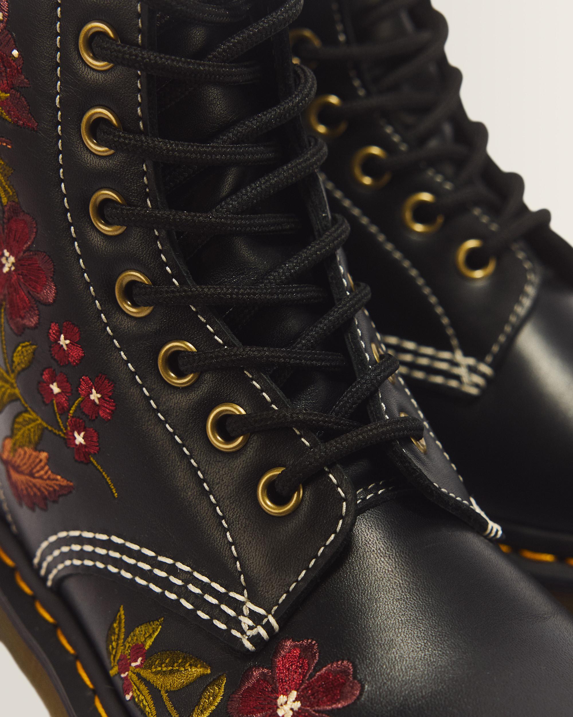1460 Pascal Floral 8 Eye Wanama Leather Lace Up Boots in Black