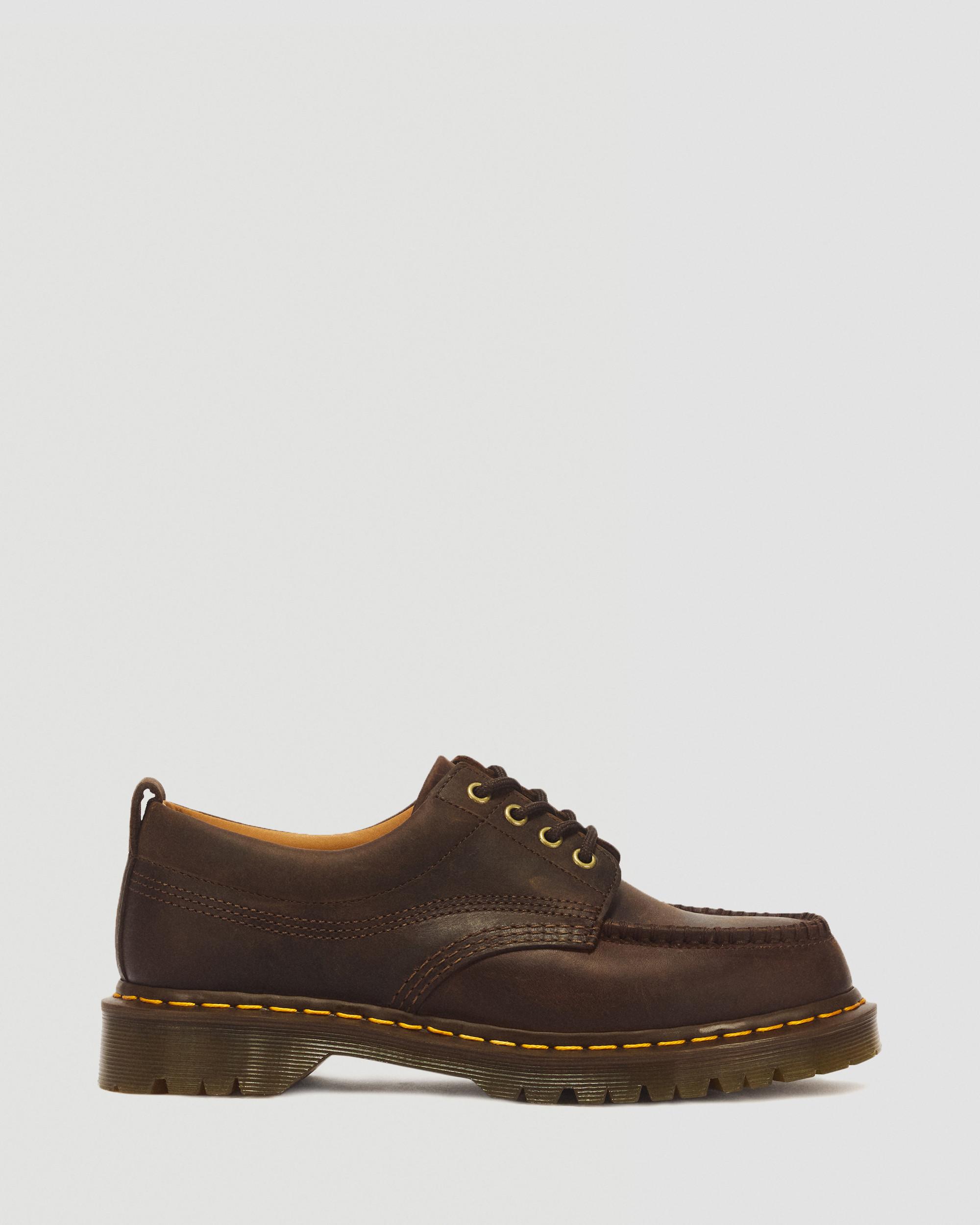 Dr. Martens Lowell Crazy Horse Leren Moc Toe Schoenen Met Vier Veterogen in Bruin,