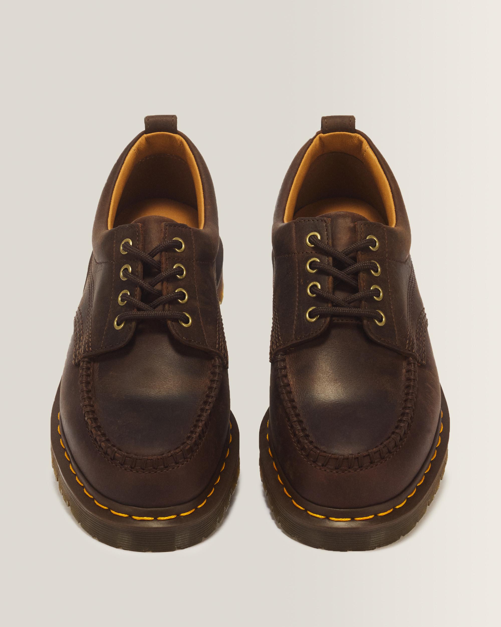 Lowell 4 Eye Crazy Horse Leather Moc Toe Shoes in Brown