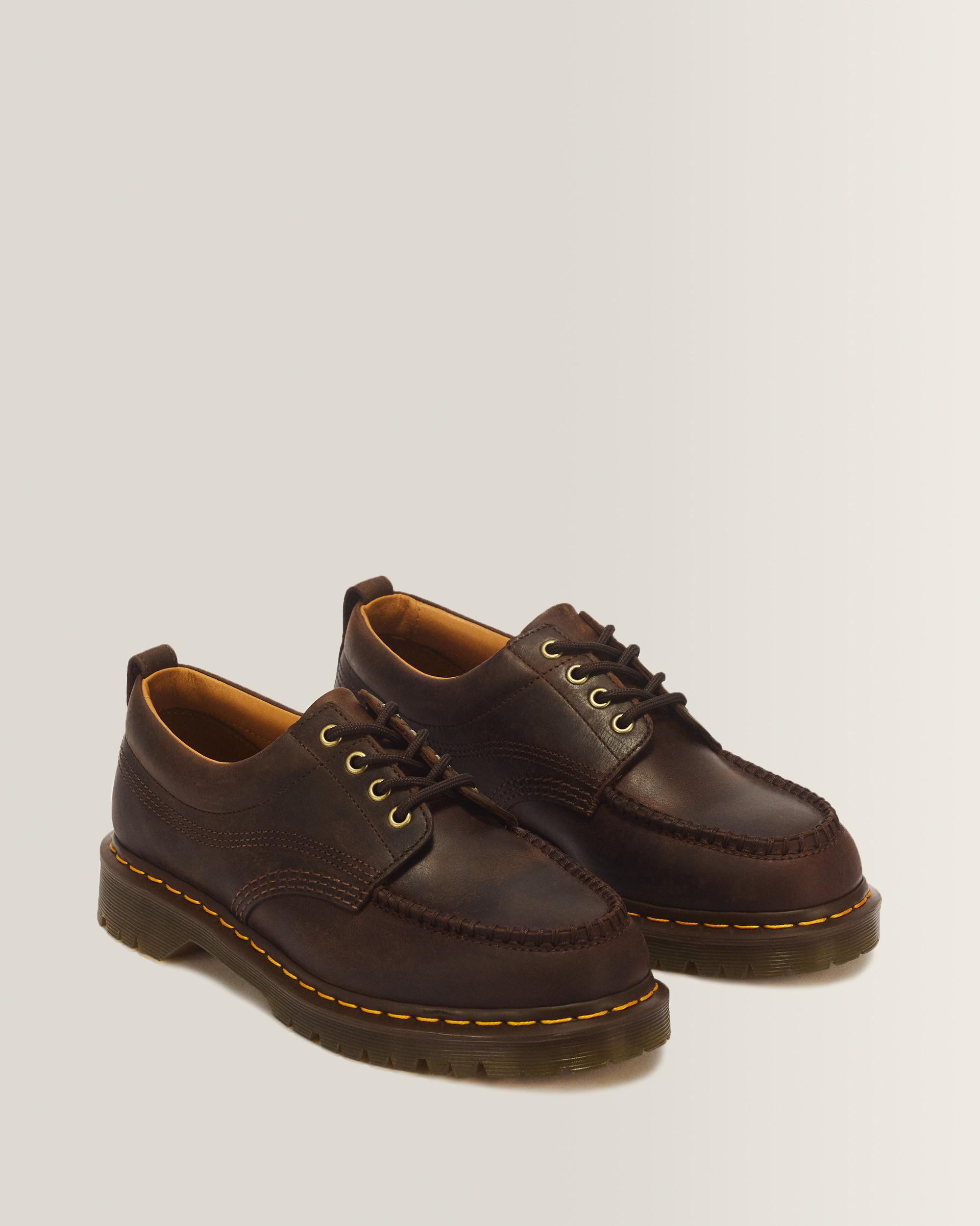 Lowell 4 Eye Crazy Horse Leather Moc Toe Shoes in Brown