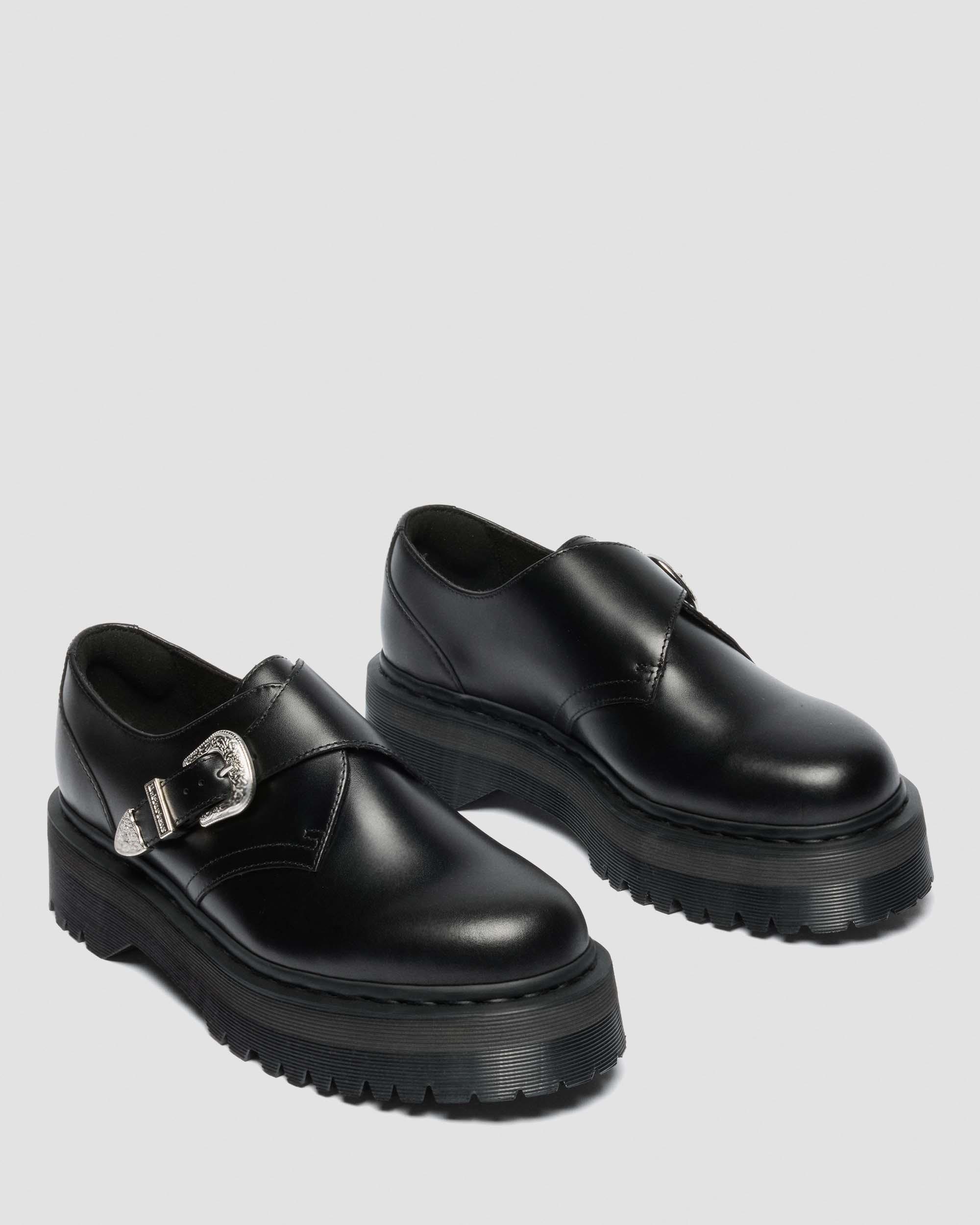 Retro Monk Quad Tumble Leather Strap Shoes in Mid Grey+Dusty Rose
