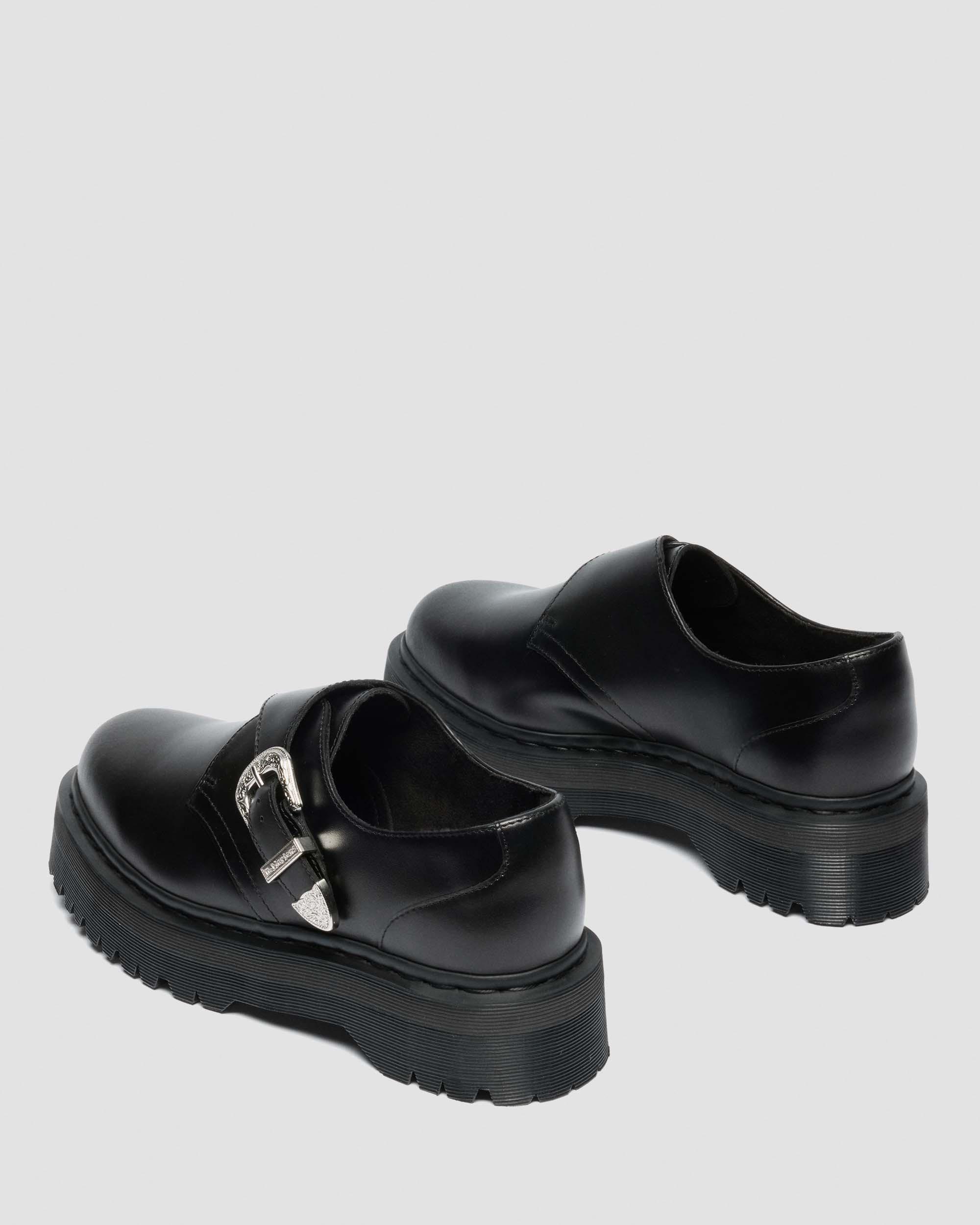 【UK6】Dr. Martens Monk Quad GA Retro Monk Quad Tumble Leather Strap Shoes in BLACK | Dr. Martens™
