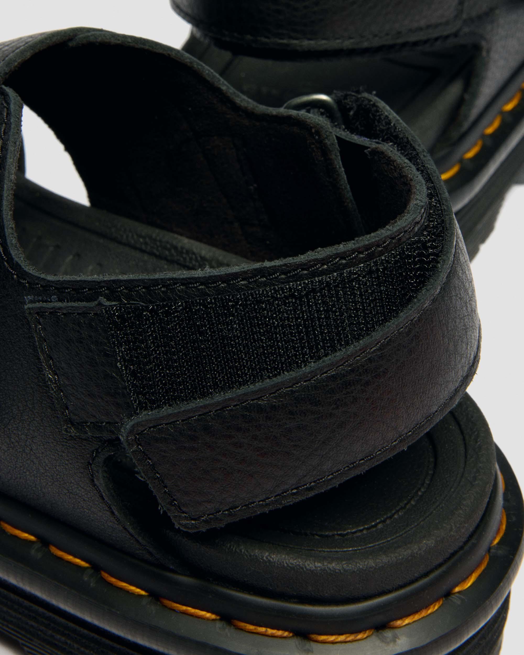 Zebzag Pisa Leren Platform Sandalen in Zwart