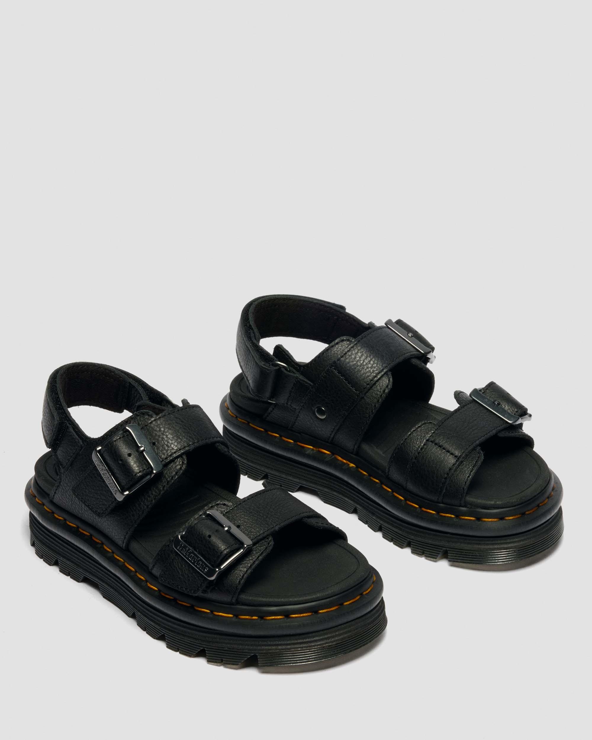 Zebzag Pisa Leren Platform Sandalen in Zwart