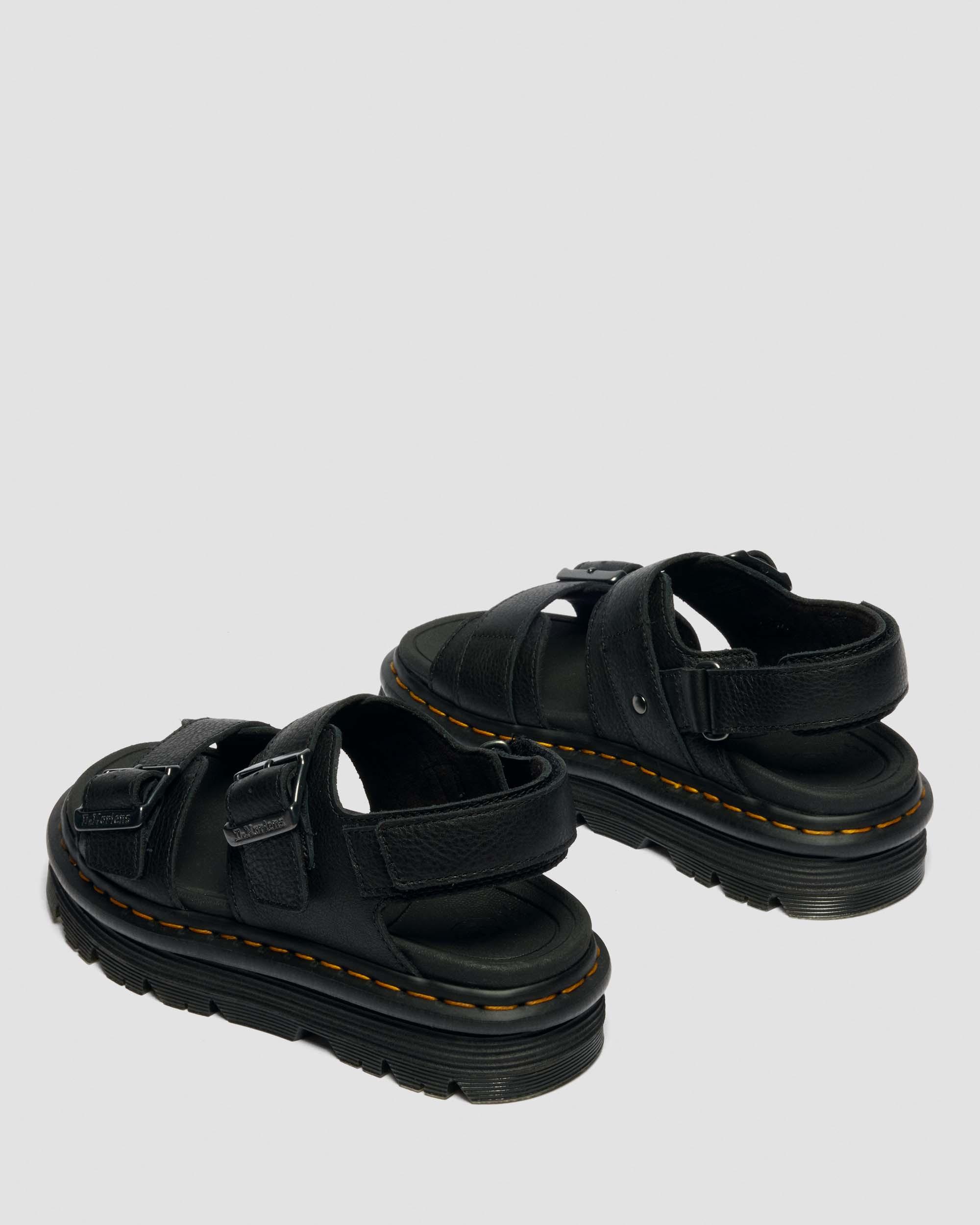 Zebzag Pisa Leren Platform Sandalen in Zwart