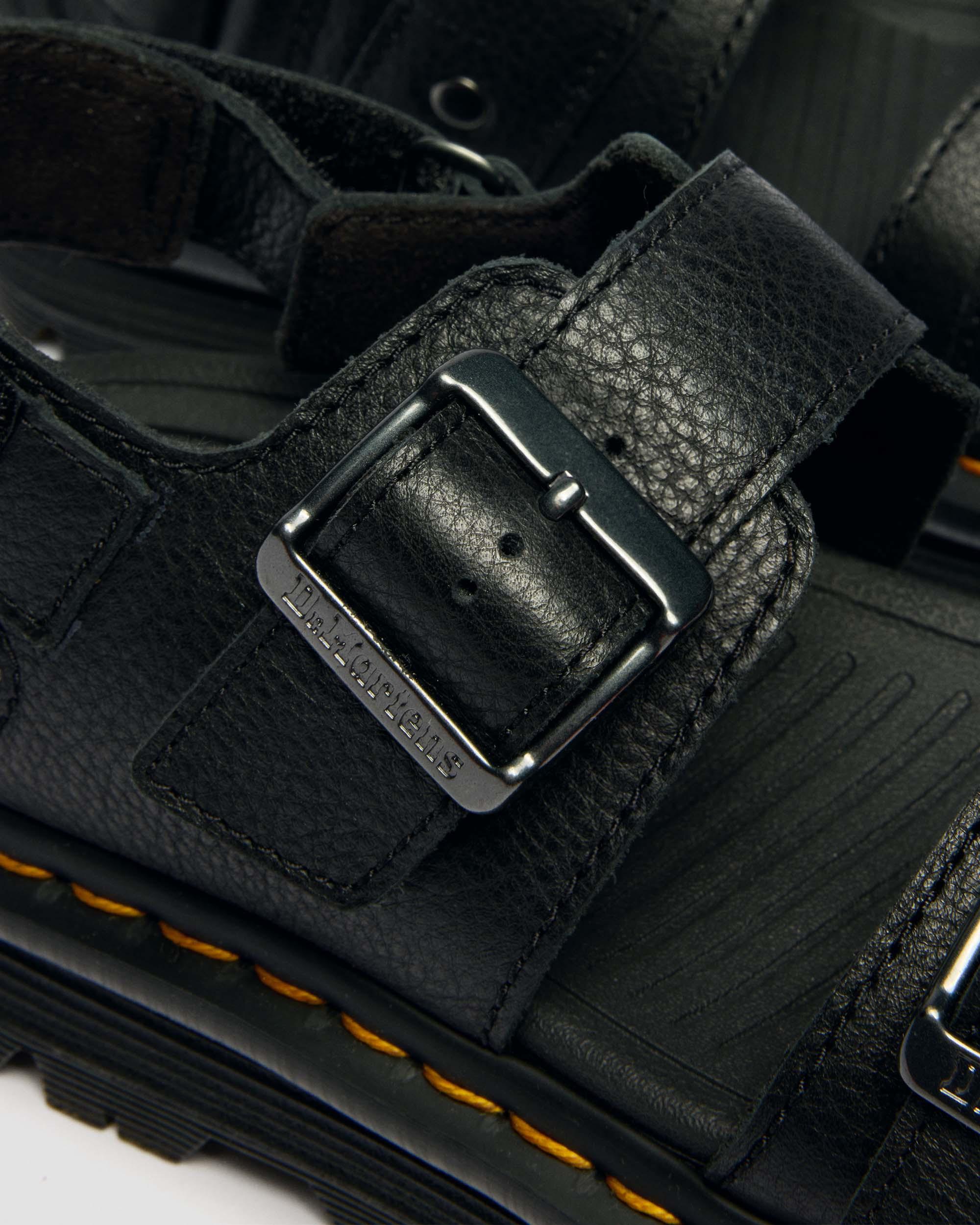 Zebzag Pisa Leren Platform Sandalen in Zwart