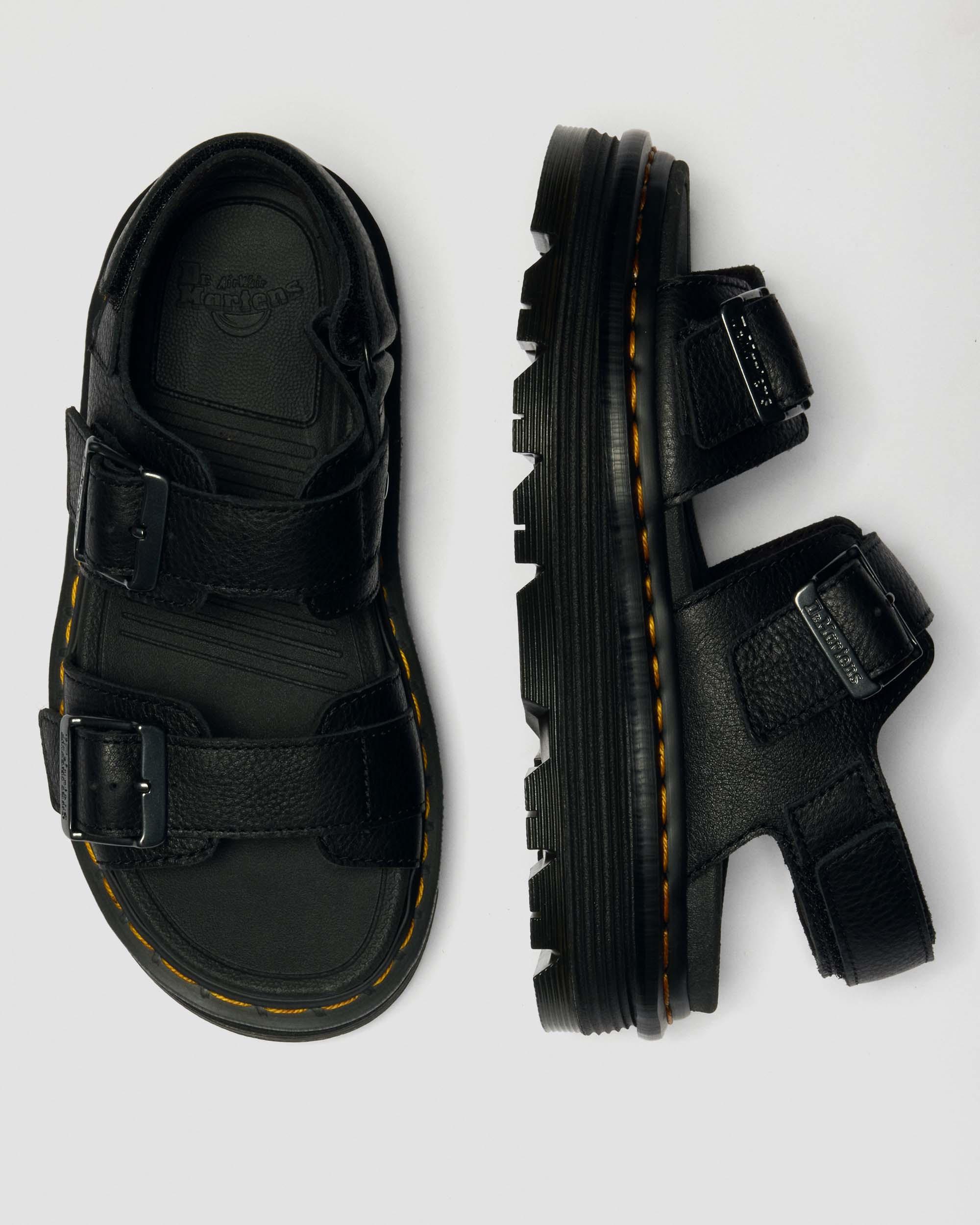 Zebzag Pisa Leren Platform Sandalen in Zwart