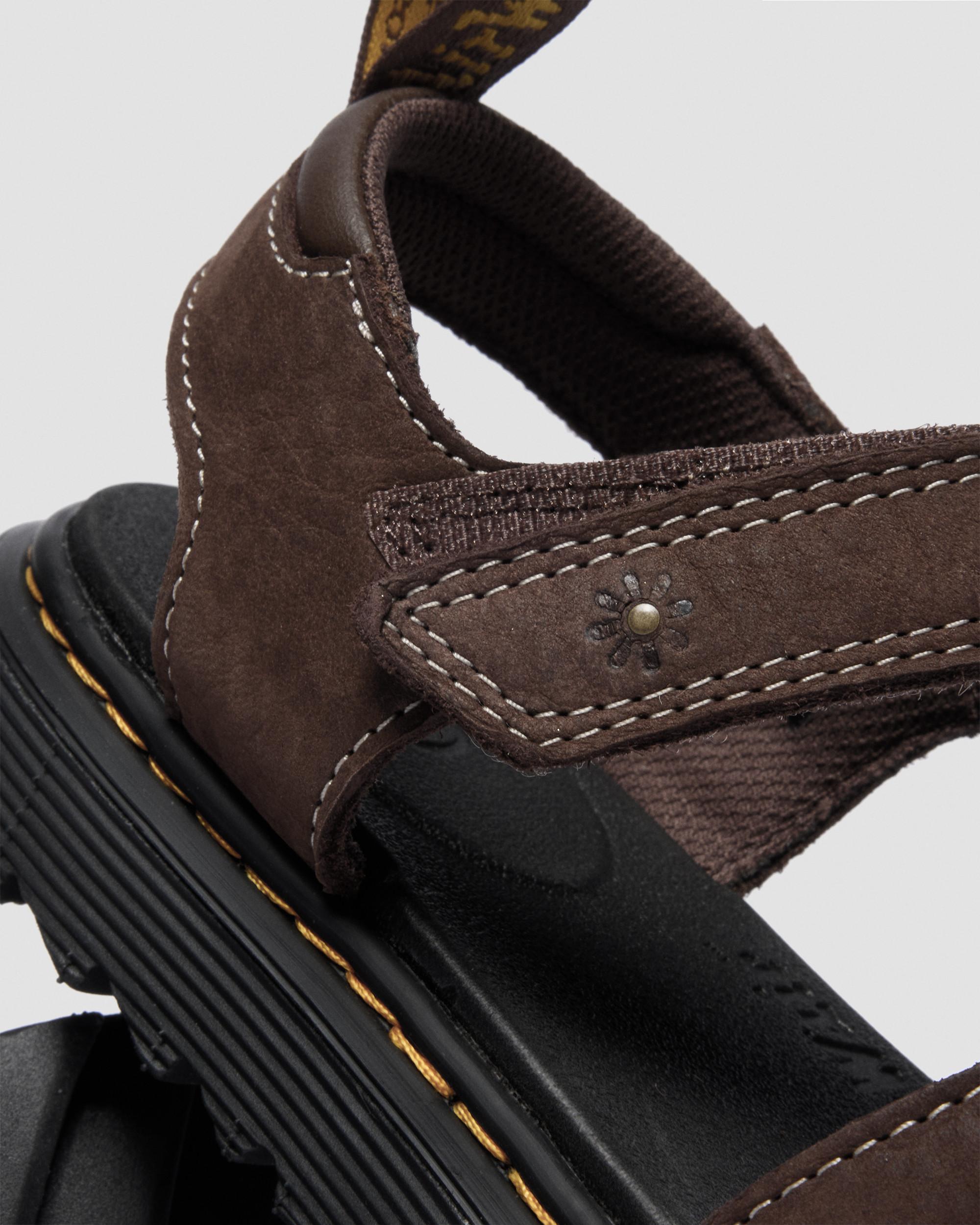 Toddler Marlowe Flower Debossed Nubuck Strap Sandals in Dark Brown