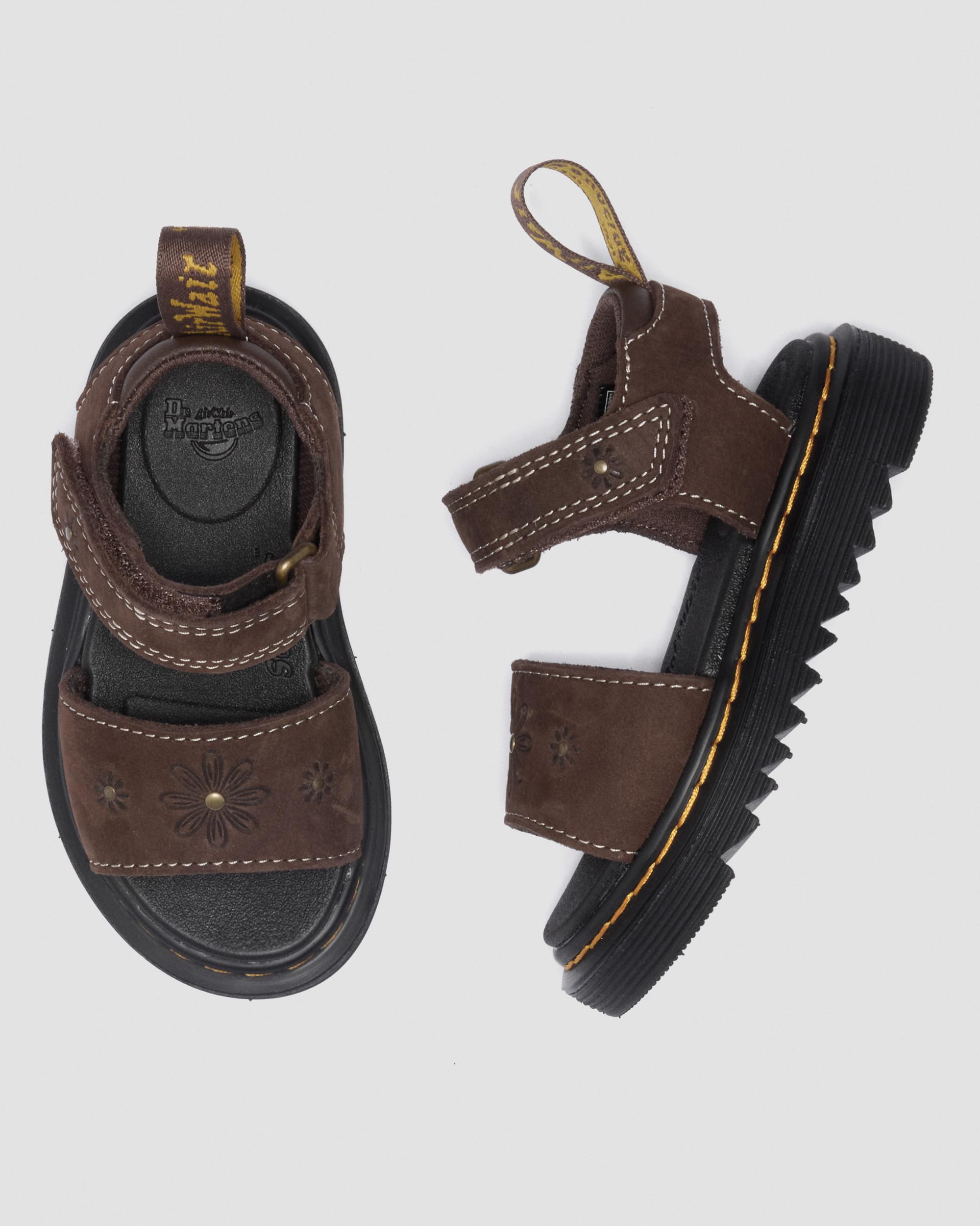 Youth Marlowe Flower Nubuck Strap Sandals