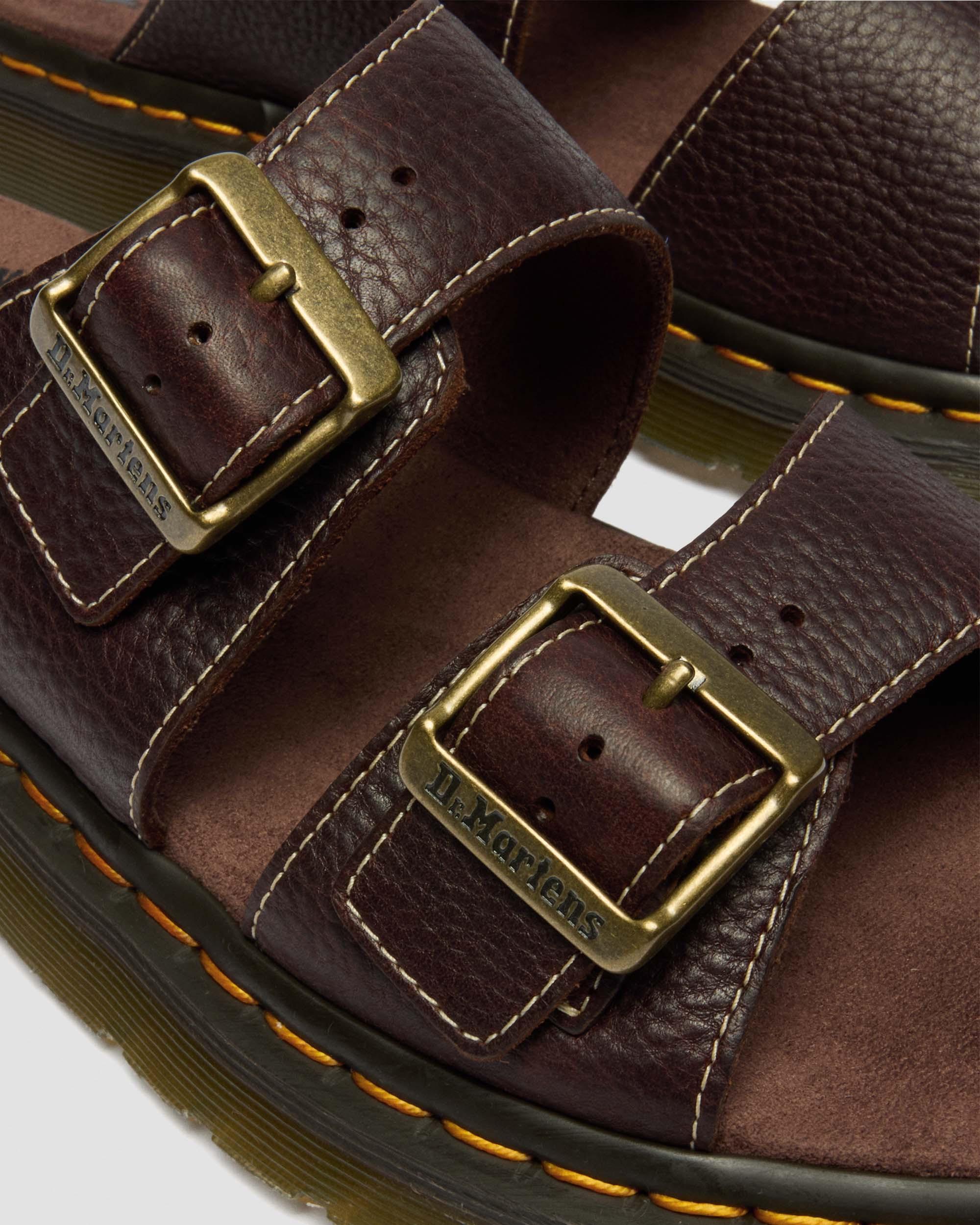 Josef Slide-sandaler i Grizzly-læder in Mørkebrun