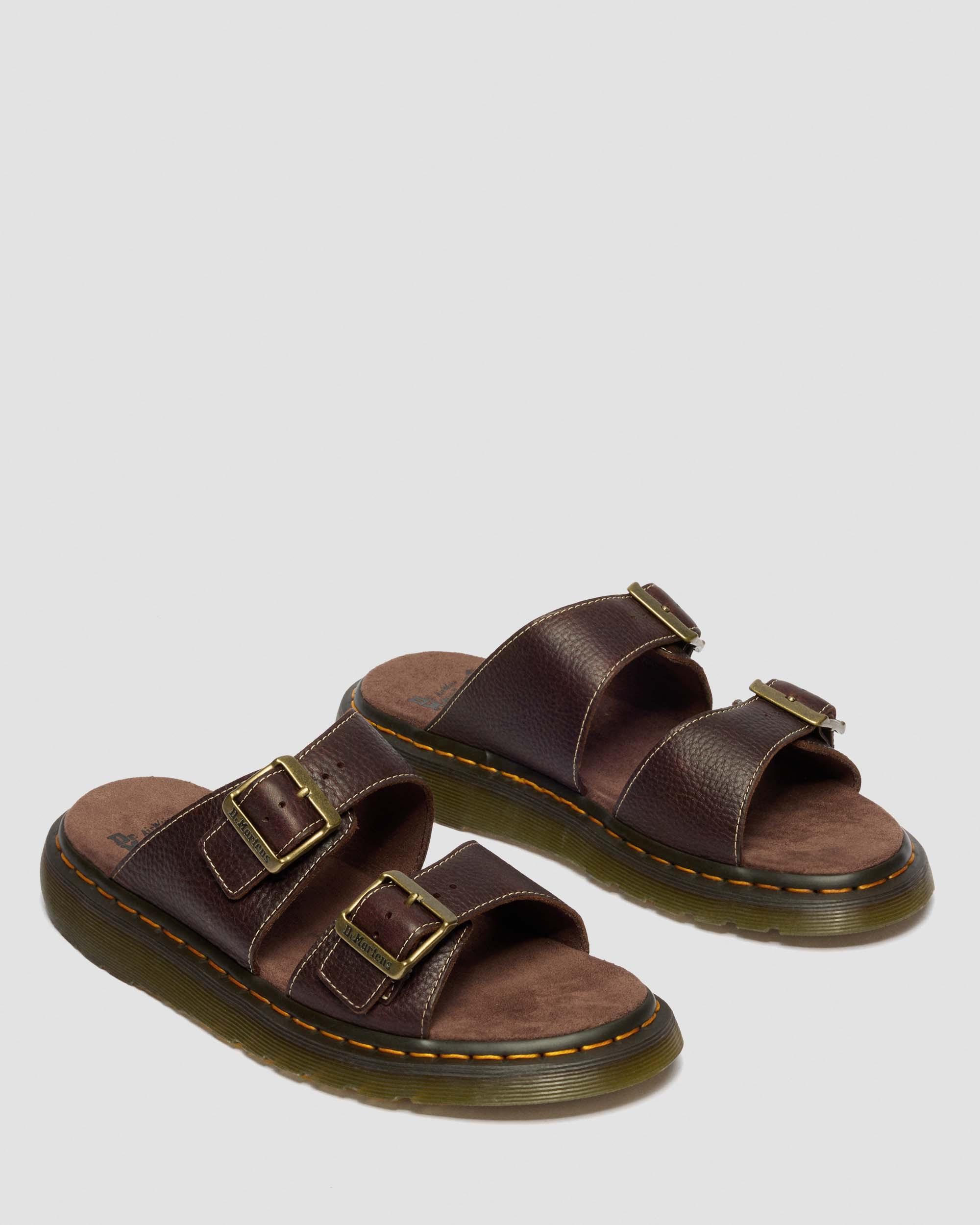 Josef Slide-sandaler i Grizzly-læder in Mørkebrun
