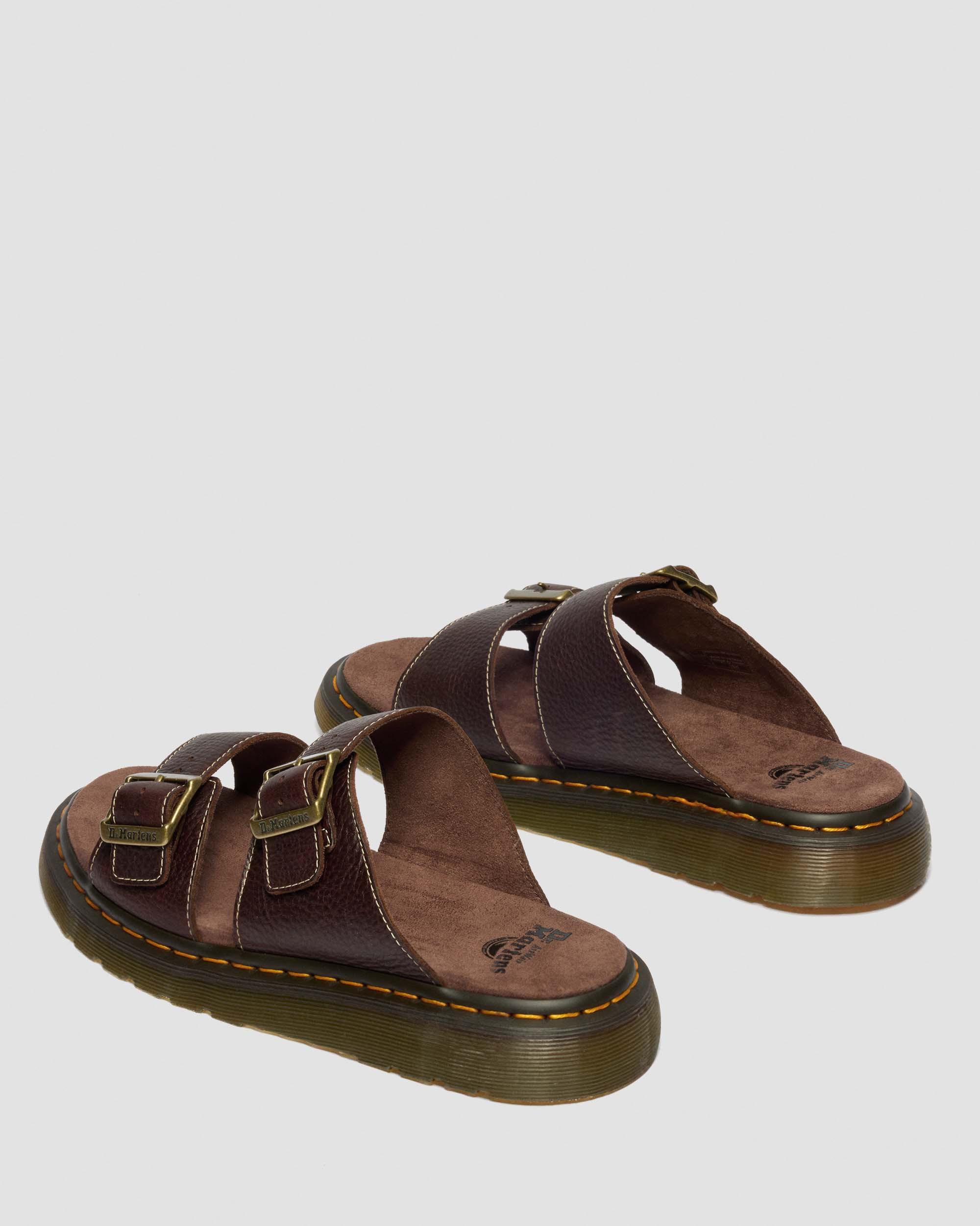 Josef Slide-sandaler i Grizzly-læder in Mørkebrun