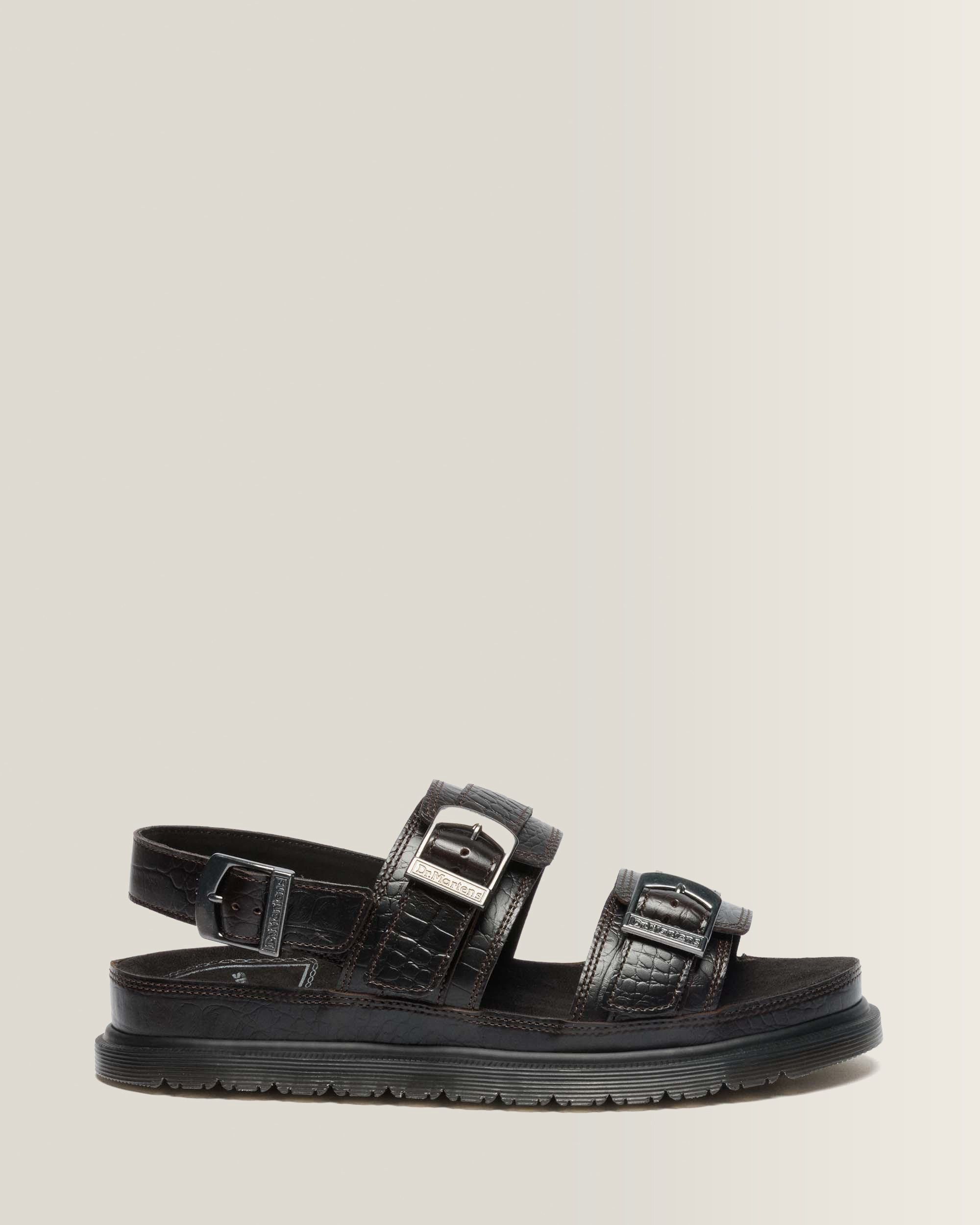 San Two Strap Croc Embossed Leather Sandals product image