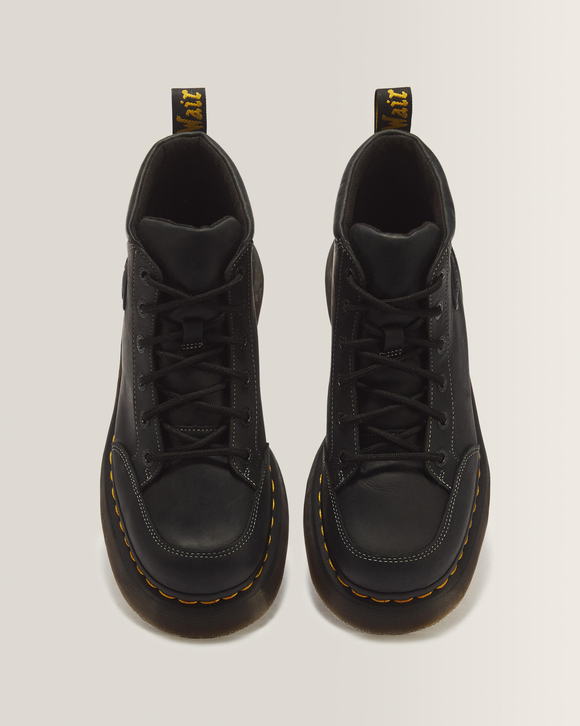 Buzz 6 Eye Wyoming Leather Lace Up Boots in Black